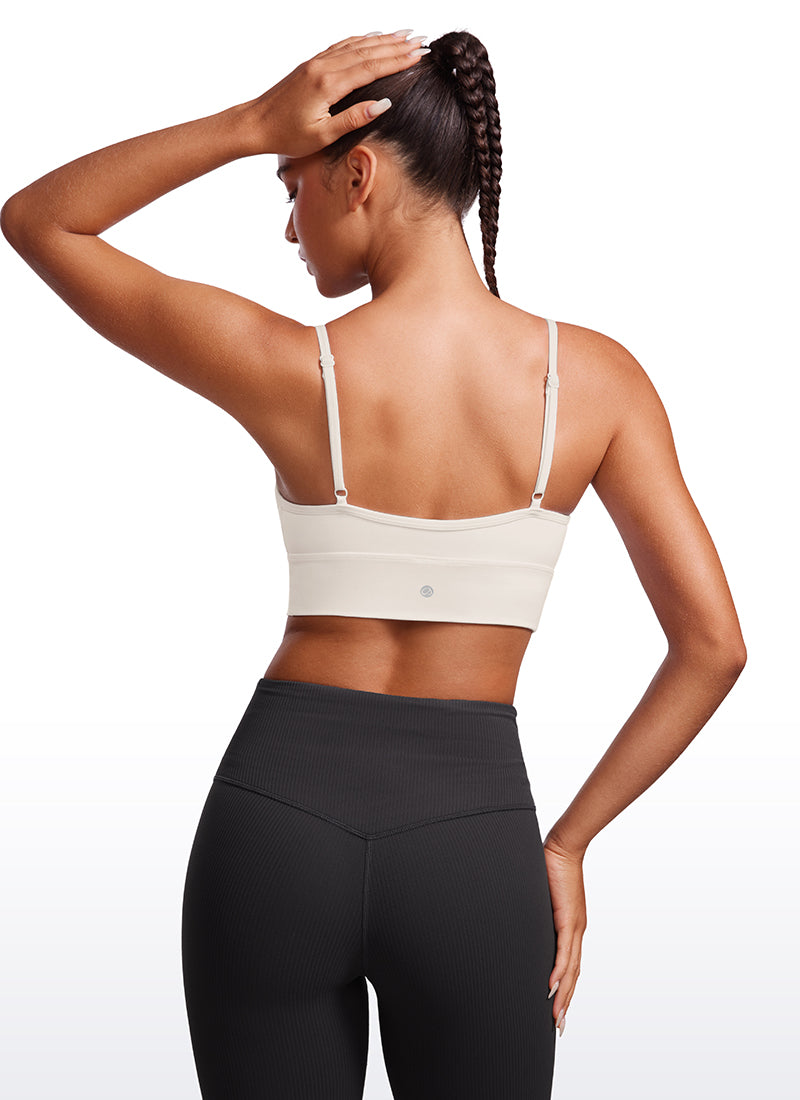 CRZ YOGA Butterluxe Womens V Neck Longline Camisole Yoga Padded Sports Bra Milky White