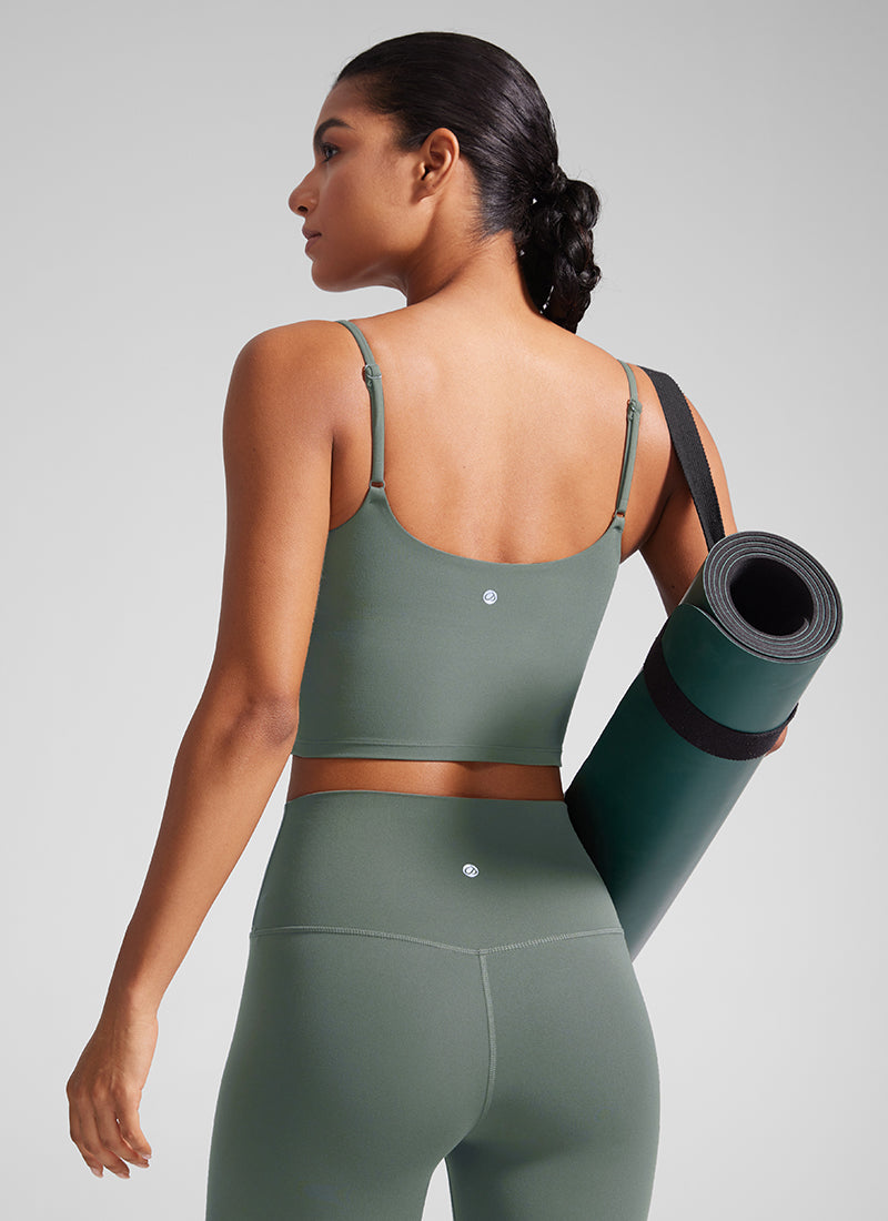 CRZ YOGA Womens Butterlift Scoop Neck U Back Yoga Longline Sports Bra Grey Sage