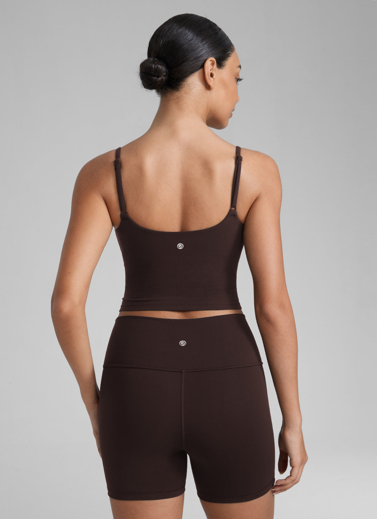 CRZ YOGA Womens Butterlift Scoop Neck U Back Yoga Longline Sports Bra Hot Fudge Brown
