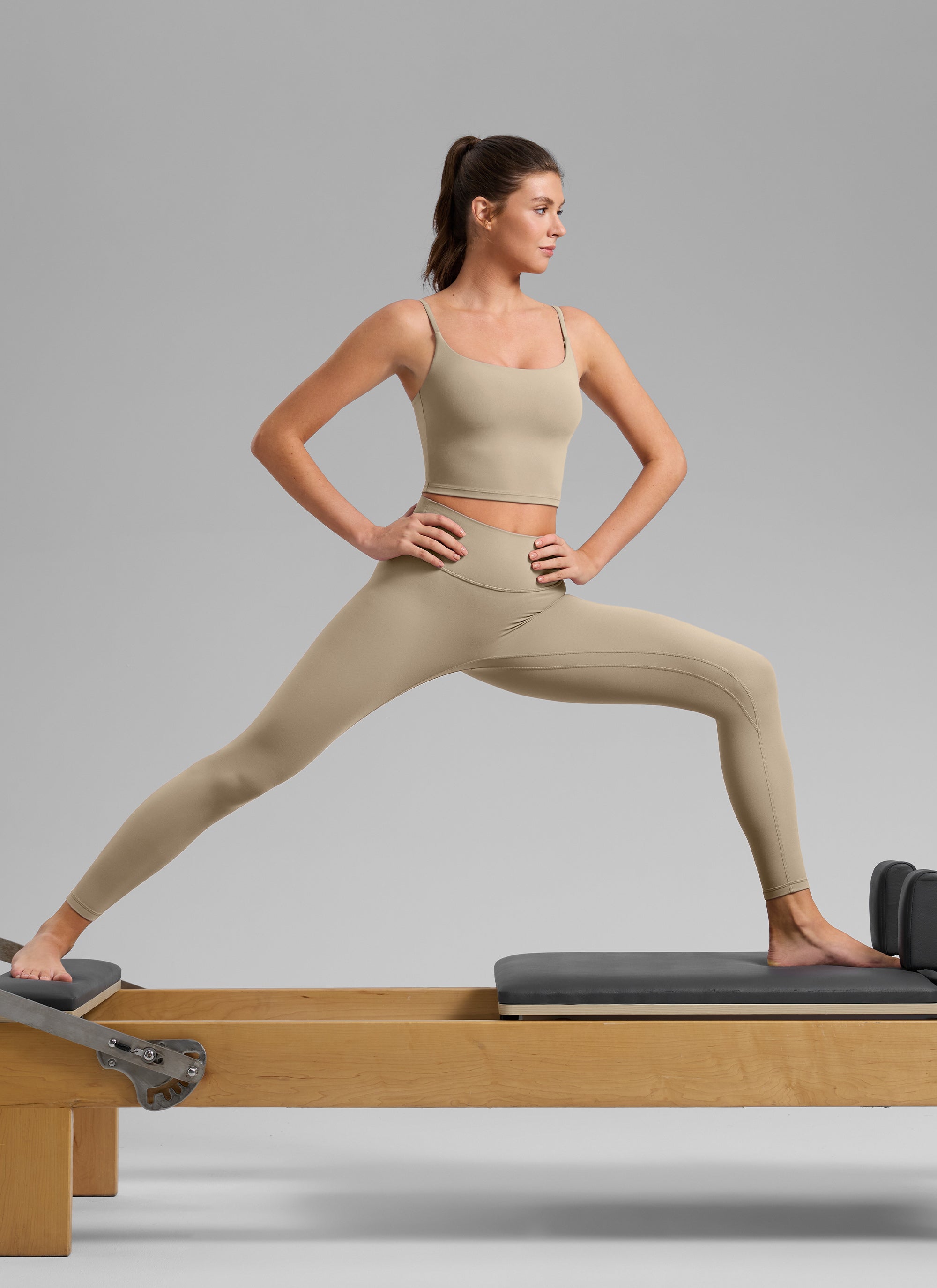 CRZ YOGA Womens Butterlift Scoop Neck U Back Yoga Longline Sports Bra Oak