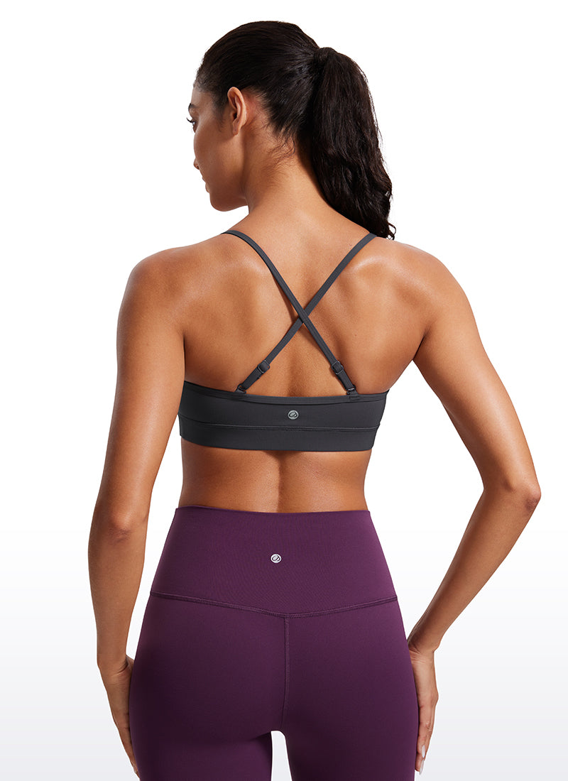 CRZ YOGA Butterluxe Womens V Neck Camisole Yoga Padded Sports Bra Mysterious Grey