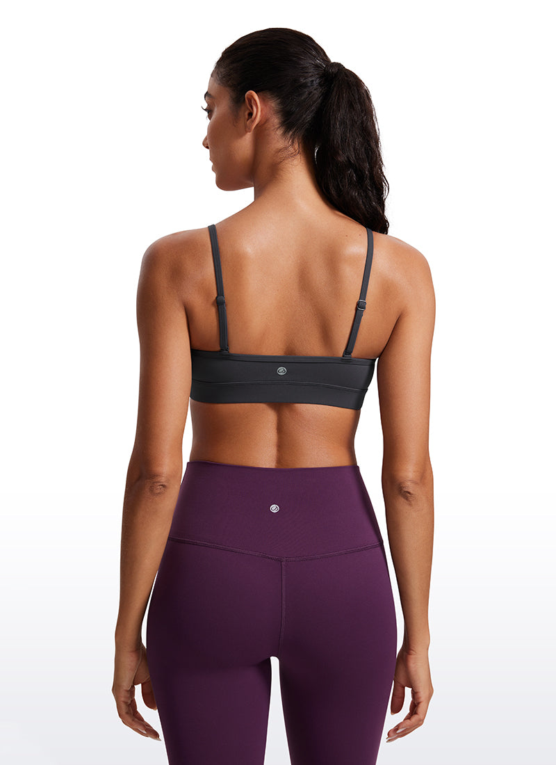 CRZ YOGA Butterluxe Womens V Neck Camisole Yoga Padded Sports Bra Mysterious Grey