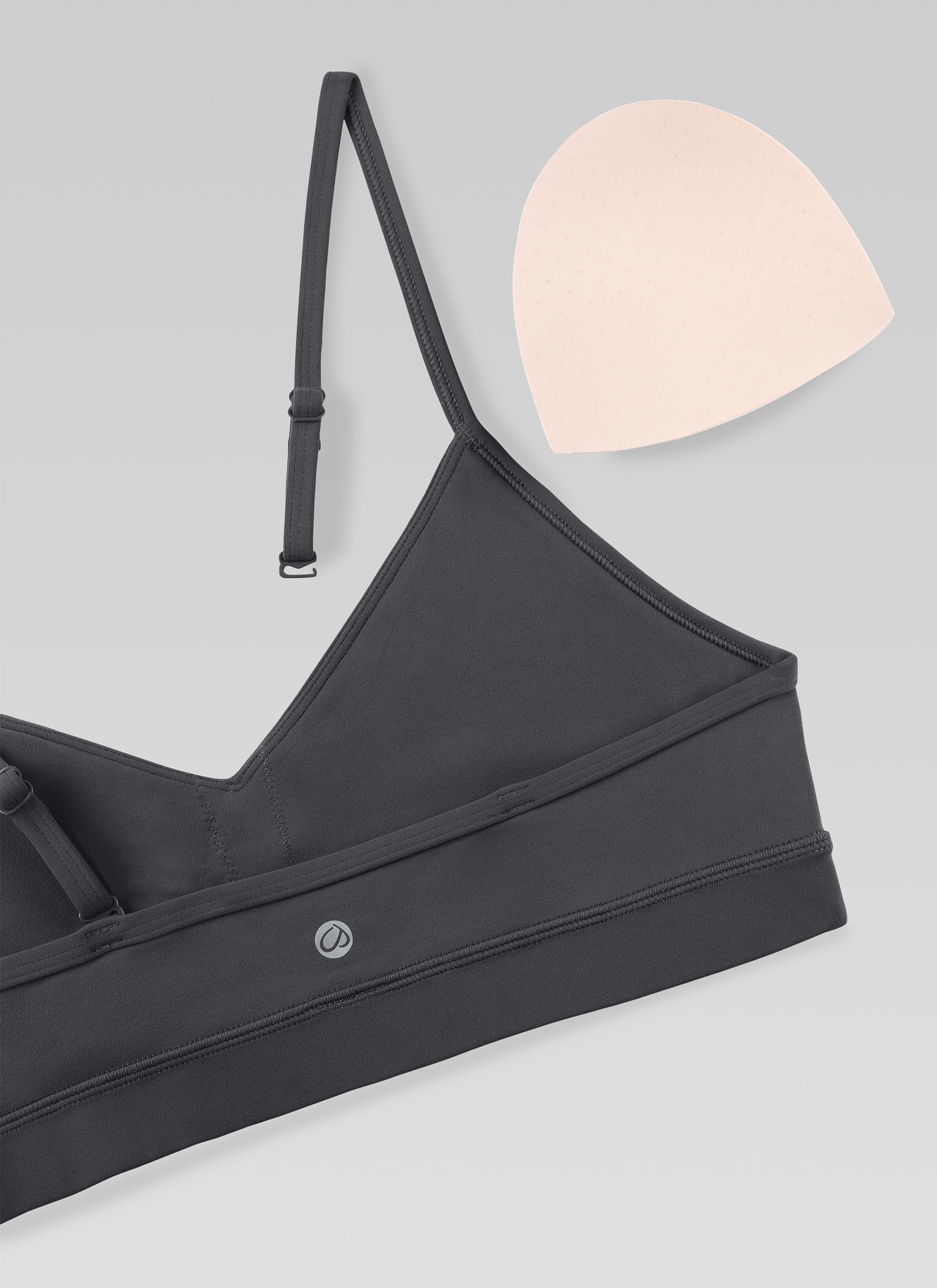 CRZ YOGA Butterluxe Womens V Neck Camisole Yoga Padded Sports Bra Mysterious Grey