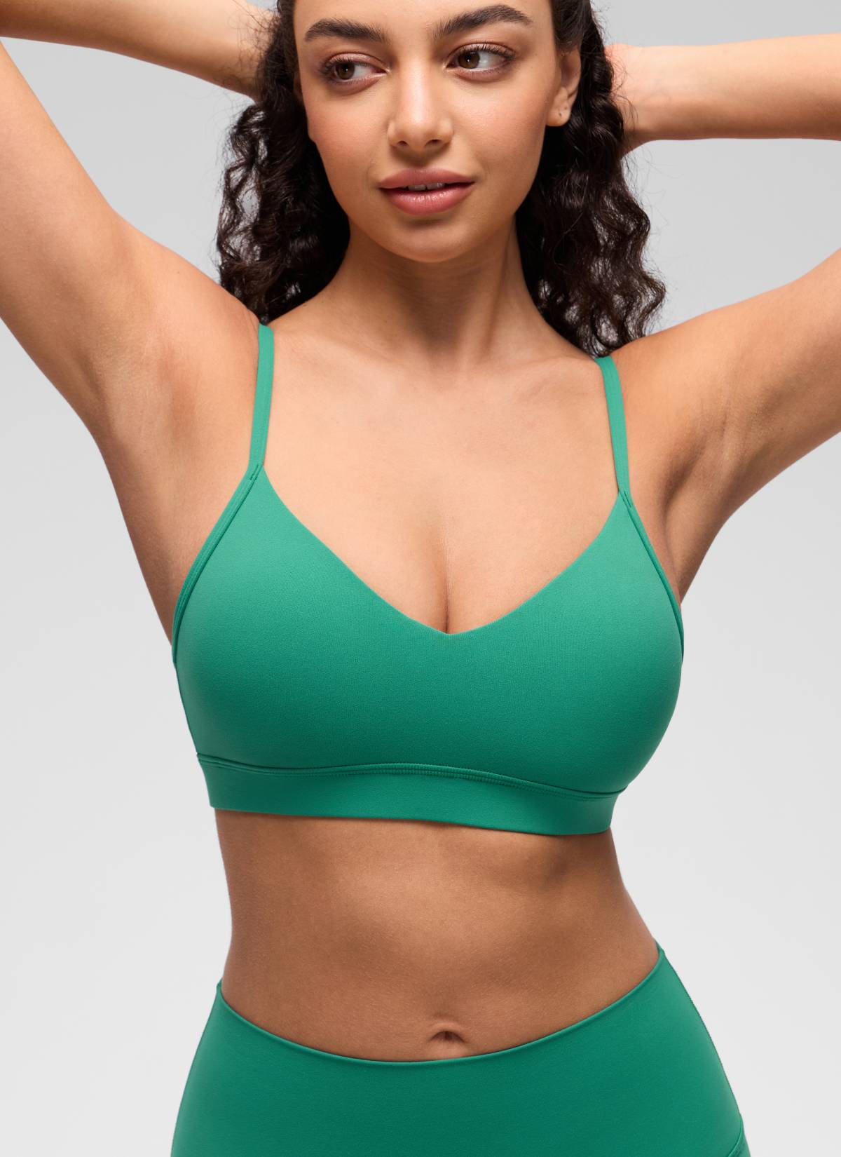 CRZ YOGA Butterluxe Womens V Neck Camisole Yoga Padded Sports Bra Cascadia Green