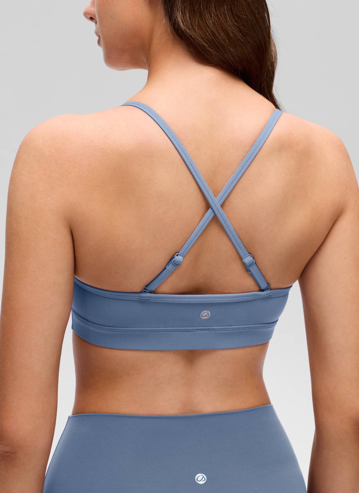 CRZ YOGA Butterluxe Womens V Neck Camisole Yoga Padded Sports Bra Washed Denim