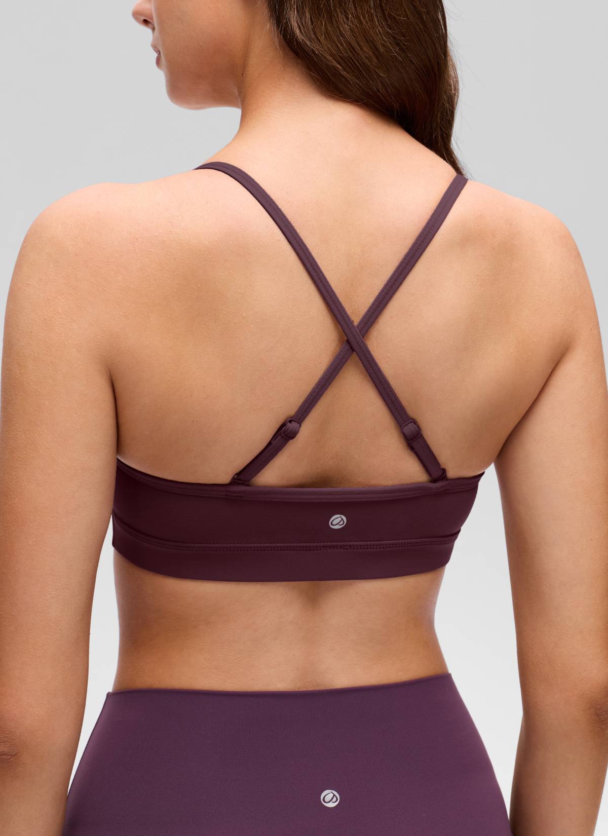 CRZ YOGA Butterluxe Womens V Neck Camisole Yoga Padded Sports Bra Ripe Plum