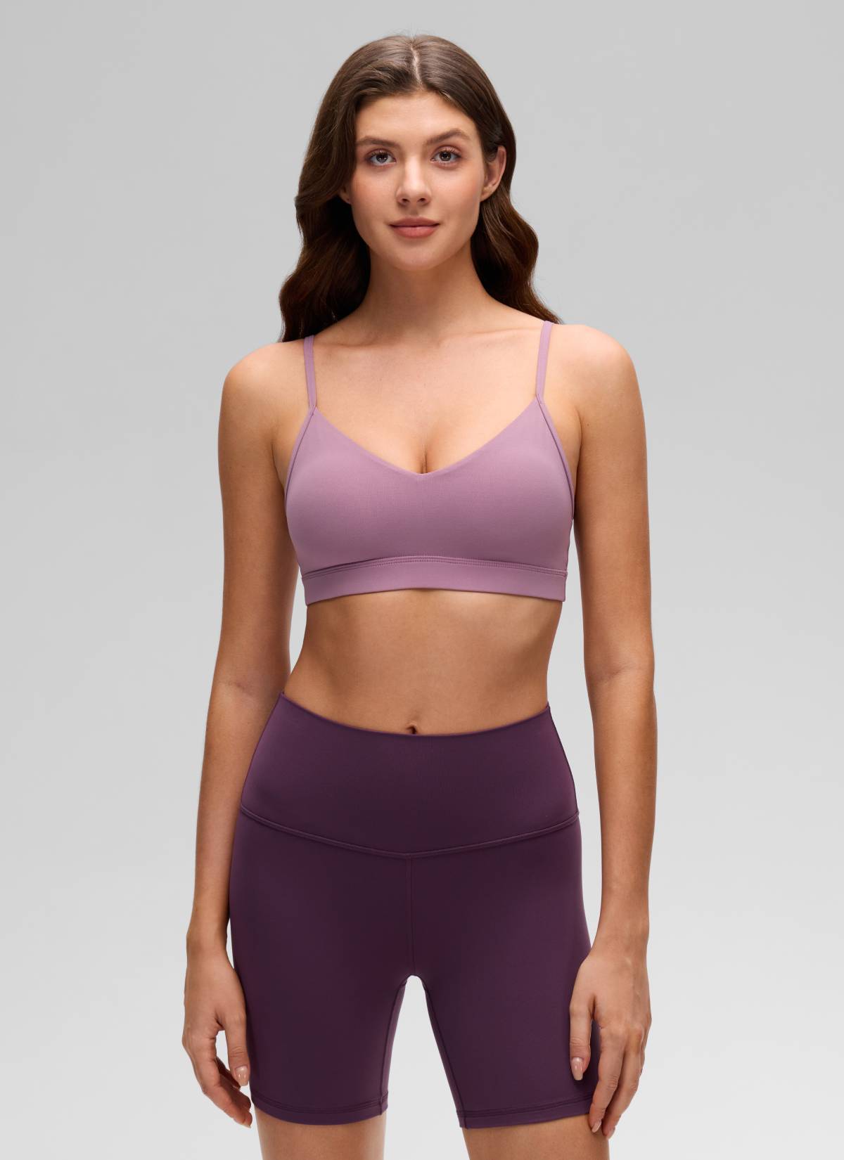 CRZ YOGA Butterluxe Womens V Neck Camisole Yoga Padded Sports Bra Light Lavender