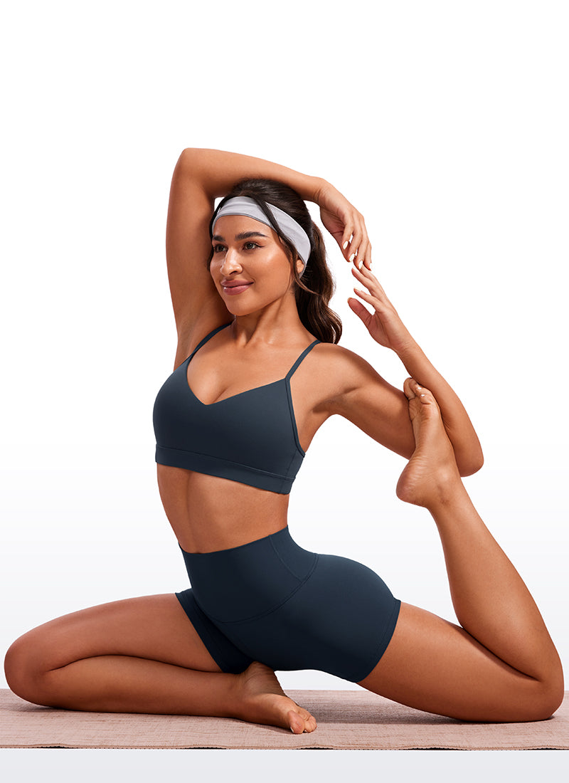 CRZ YOGA Butterluxe Womens V Neck Camisole Yoga Padded Sports Bra True Navy