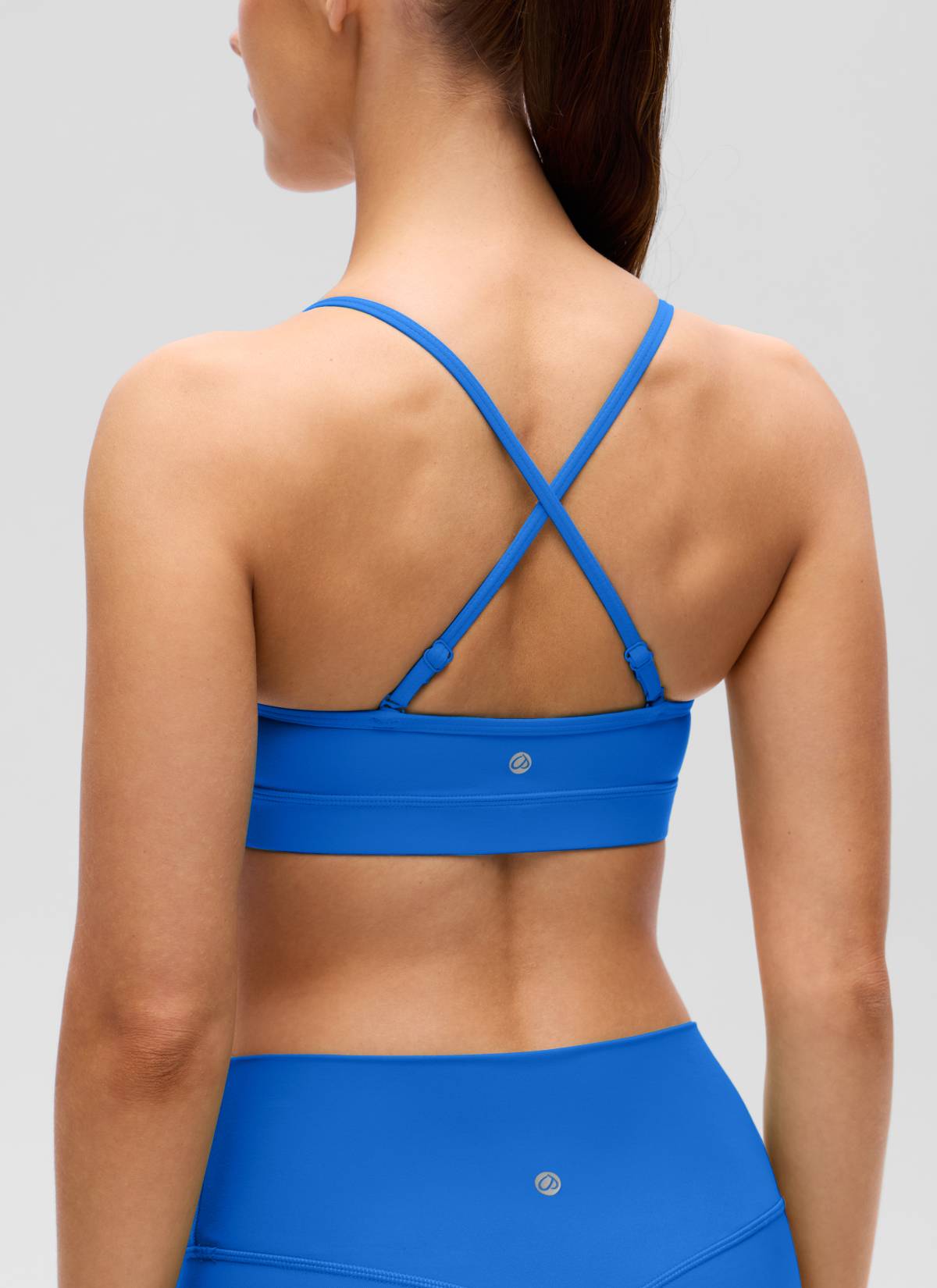 CRZ YOGA Butterluxe Womens V Neck Camisole Yoga Padded Sports Bra Sparkle Blue