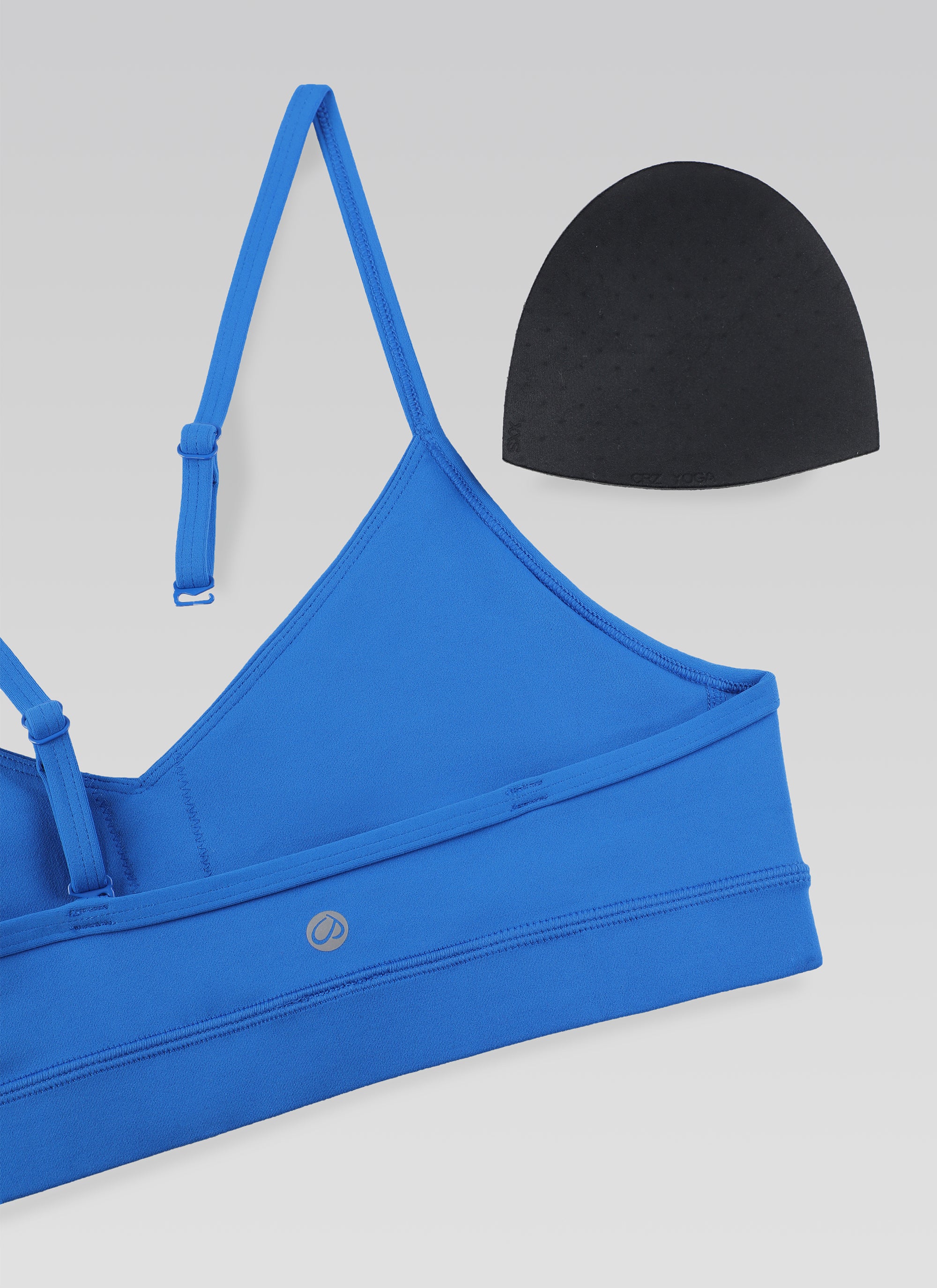 CRZ YOGA Butterluxe Womens V Neck Camisole Yoga Padded Sports Bra Sparkle Blue