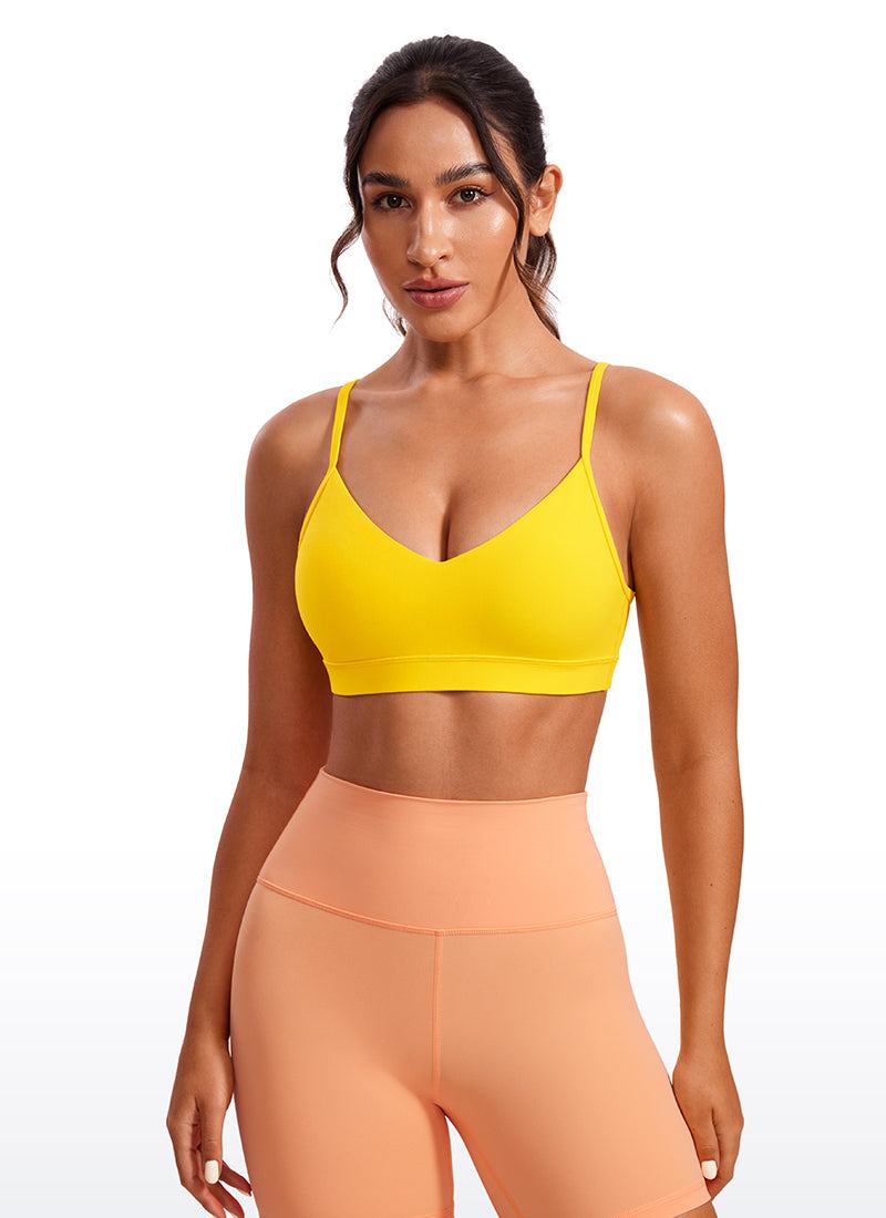 CRZ YOGA Butterluxe Womens V Neck Camisole Yoga Padded Sports Bra High Visibility Yellow