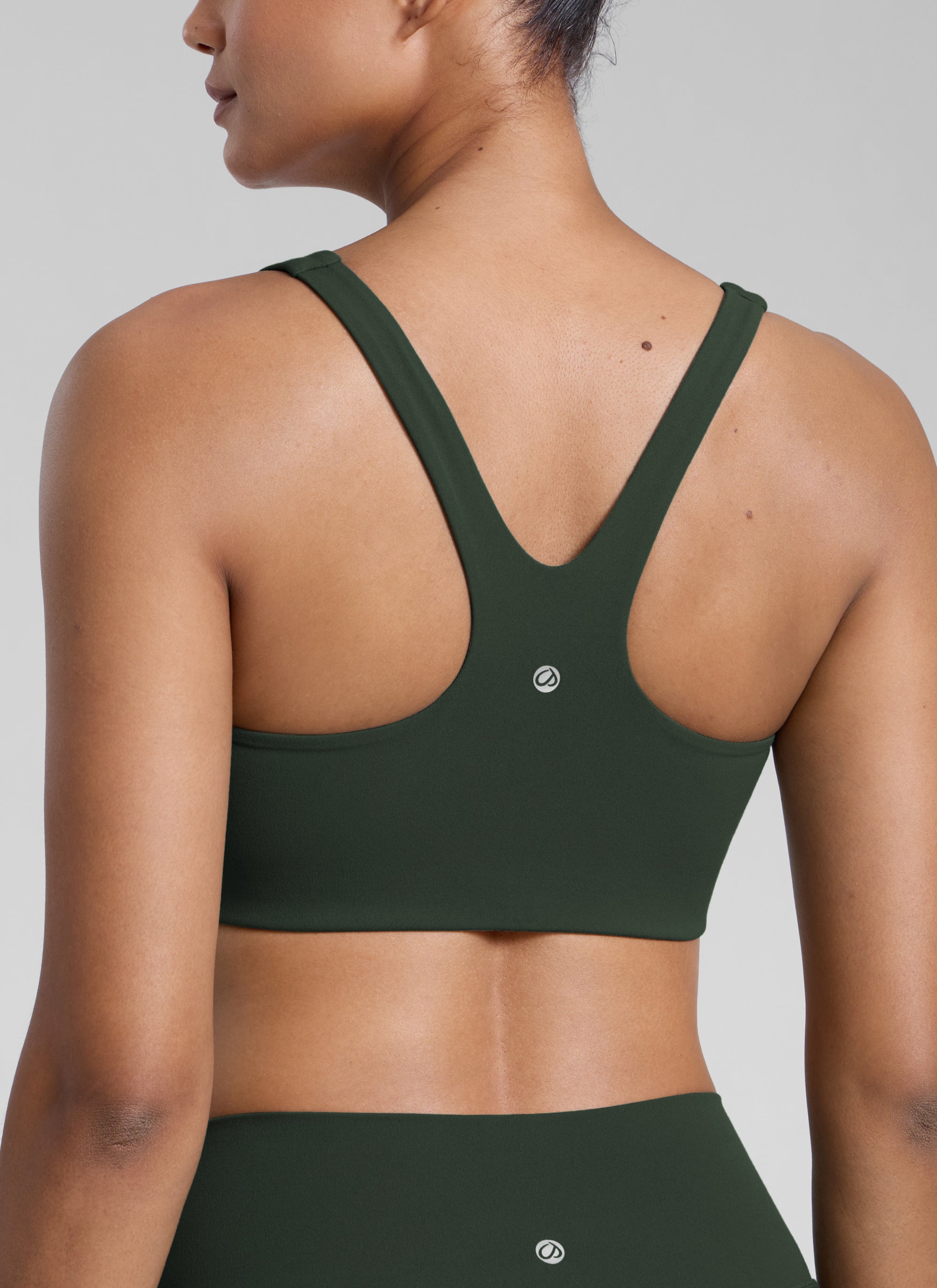 CRZ YOGA Womens Butterlift Double Lined Square Neck Yoga Sports Bra Legend Green