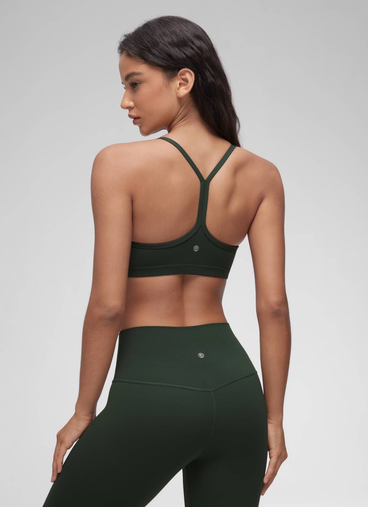 CRZ YOGA Butterluxe Womens Ruched V Neck Yoga Padded Sports Bra Legend Green