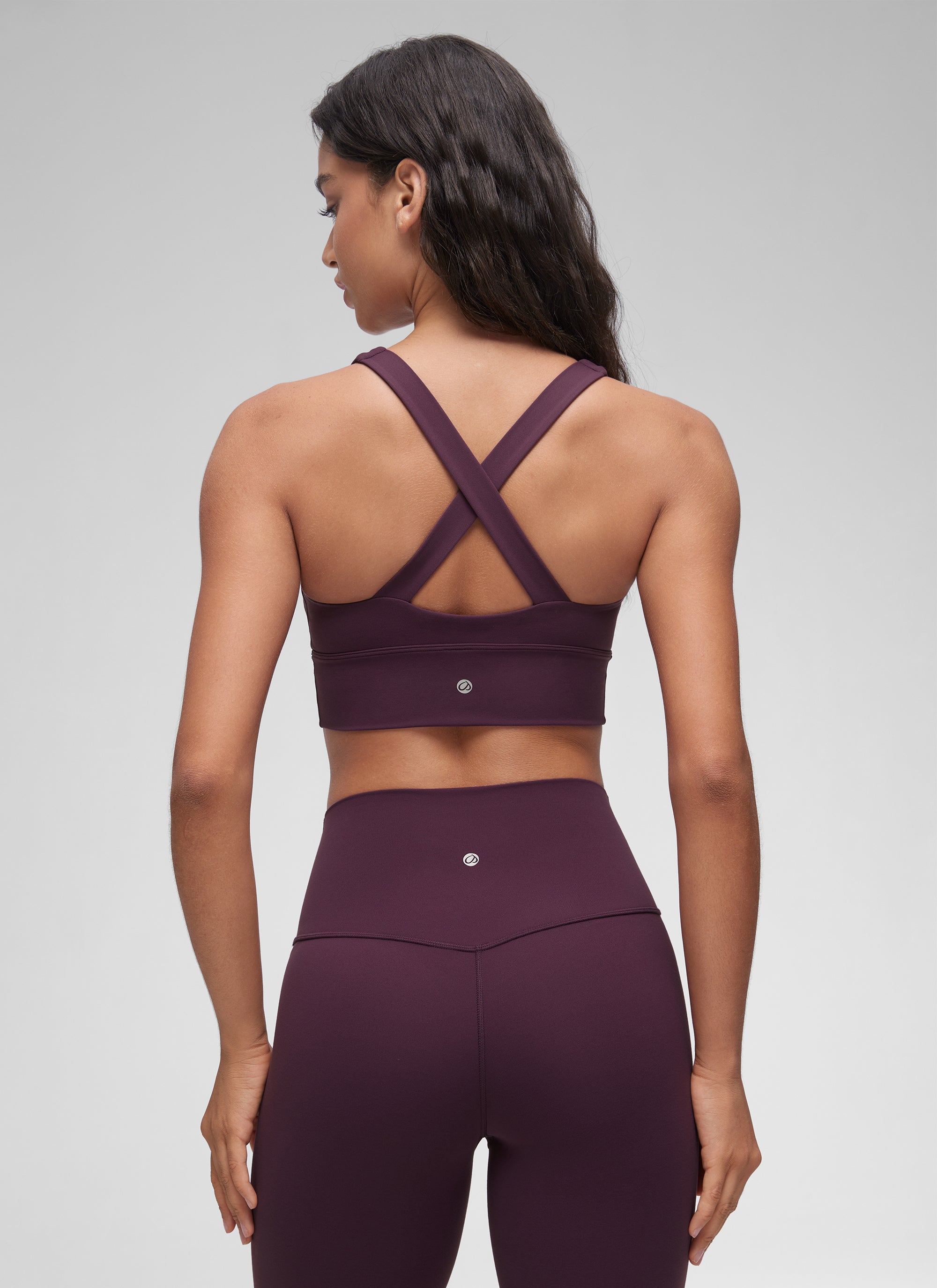 CRZ YOGA Women's Light Support Butterluxe Yoga Bra Ruched V Neck Deep Purple