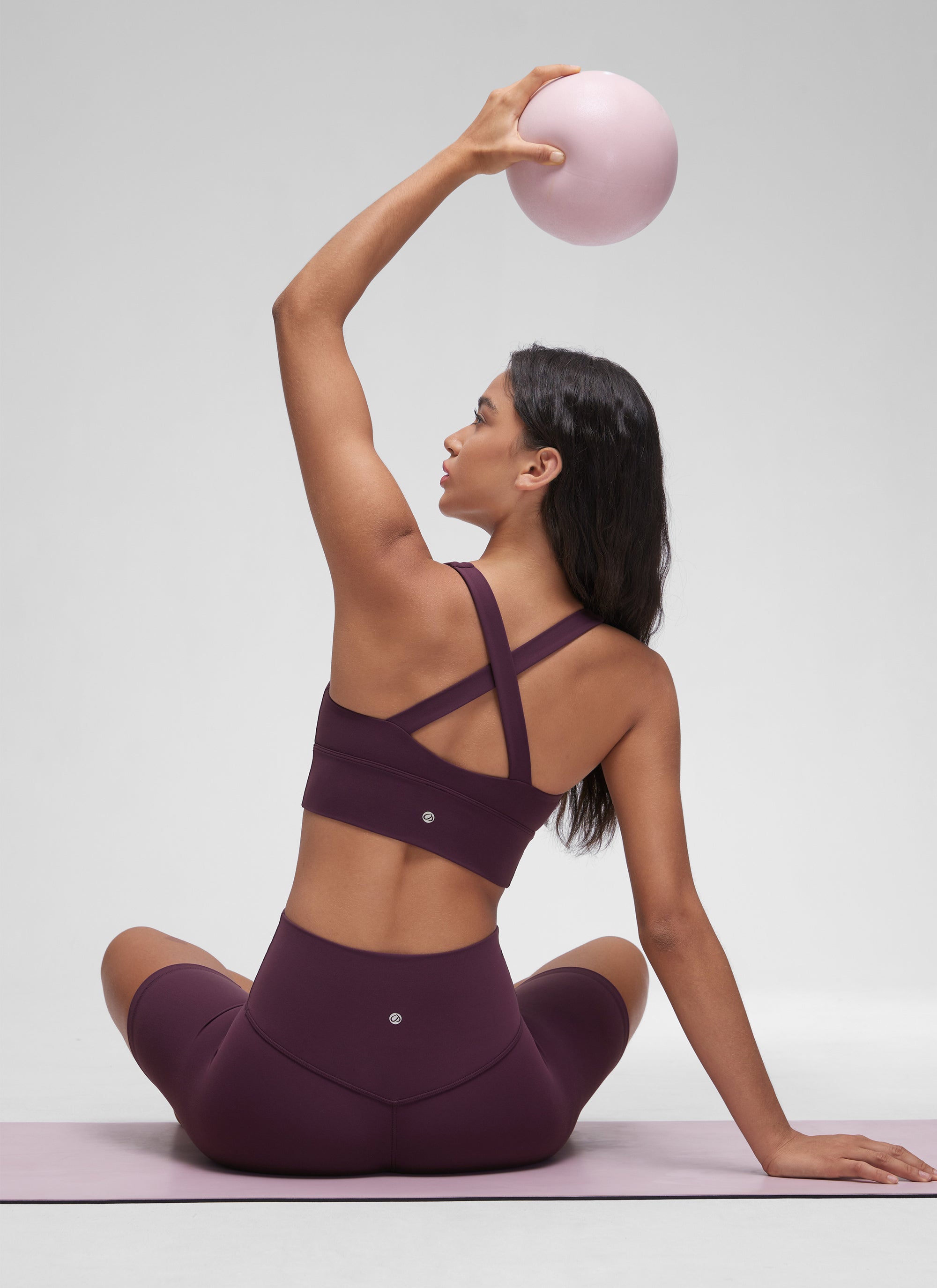CRZ YOGA Women's Light Support Butterluxe Yoga Bra Ruched V Neck Deep Purple