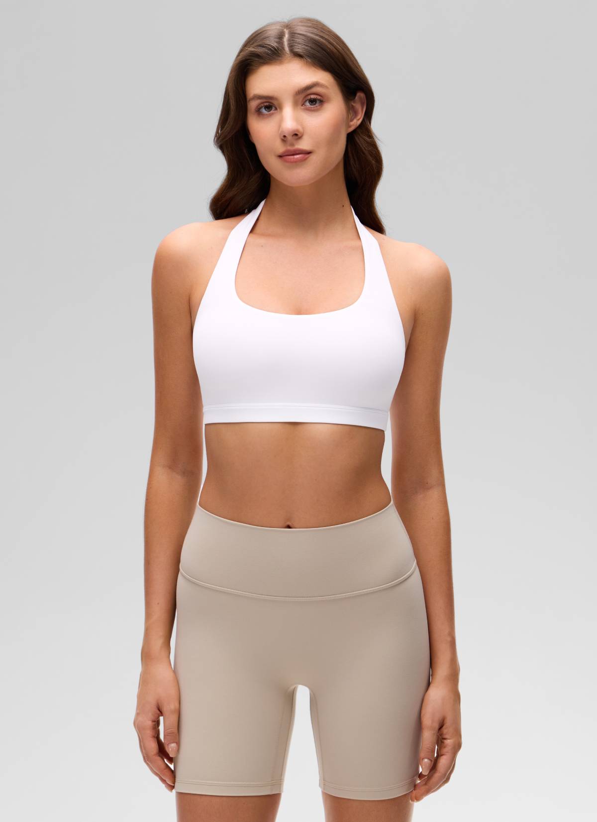 CRZ YOGA Womens Yoga Scoop Neck Padded Open Back Sports Bras White