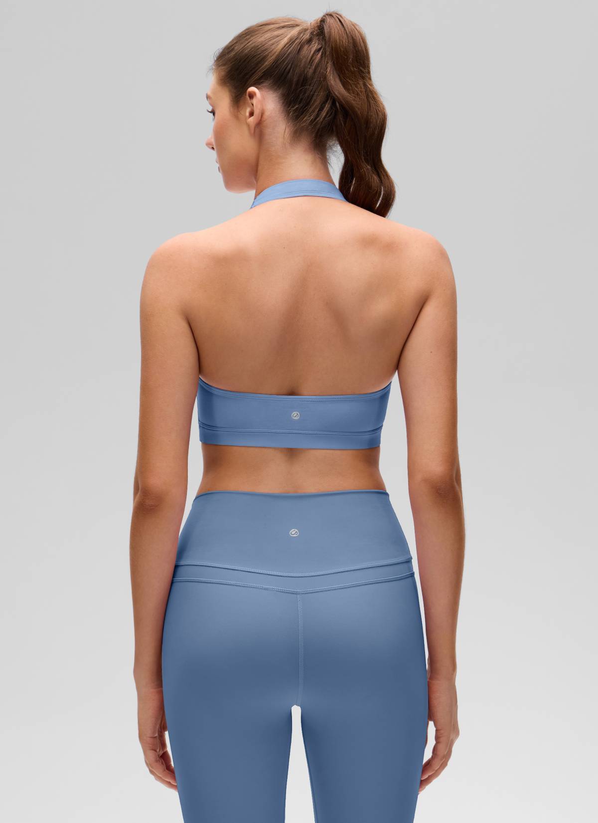 CRZ YOGA Womens Yoga Scoop Neck Padded Open Back Sports Bras Oasis Blue