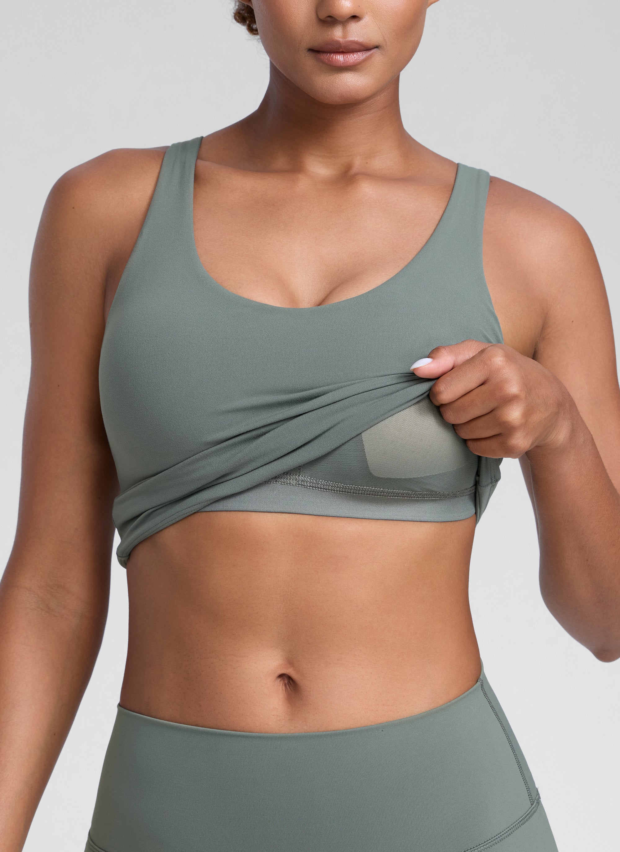 CRZ YOGA – Butterlift יוגה לנשים Butterlift U Butterlift , עם חזייה מובנית, בצבע אפור-מרווה