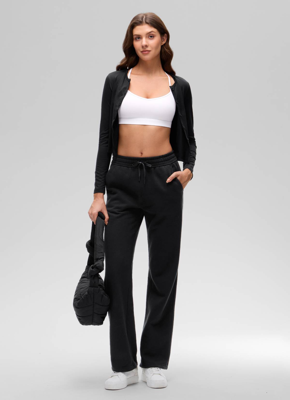 CRZ YOGA Women's Butterluxe Yoga Scoop Neck Cross Back Sports Bra White