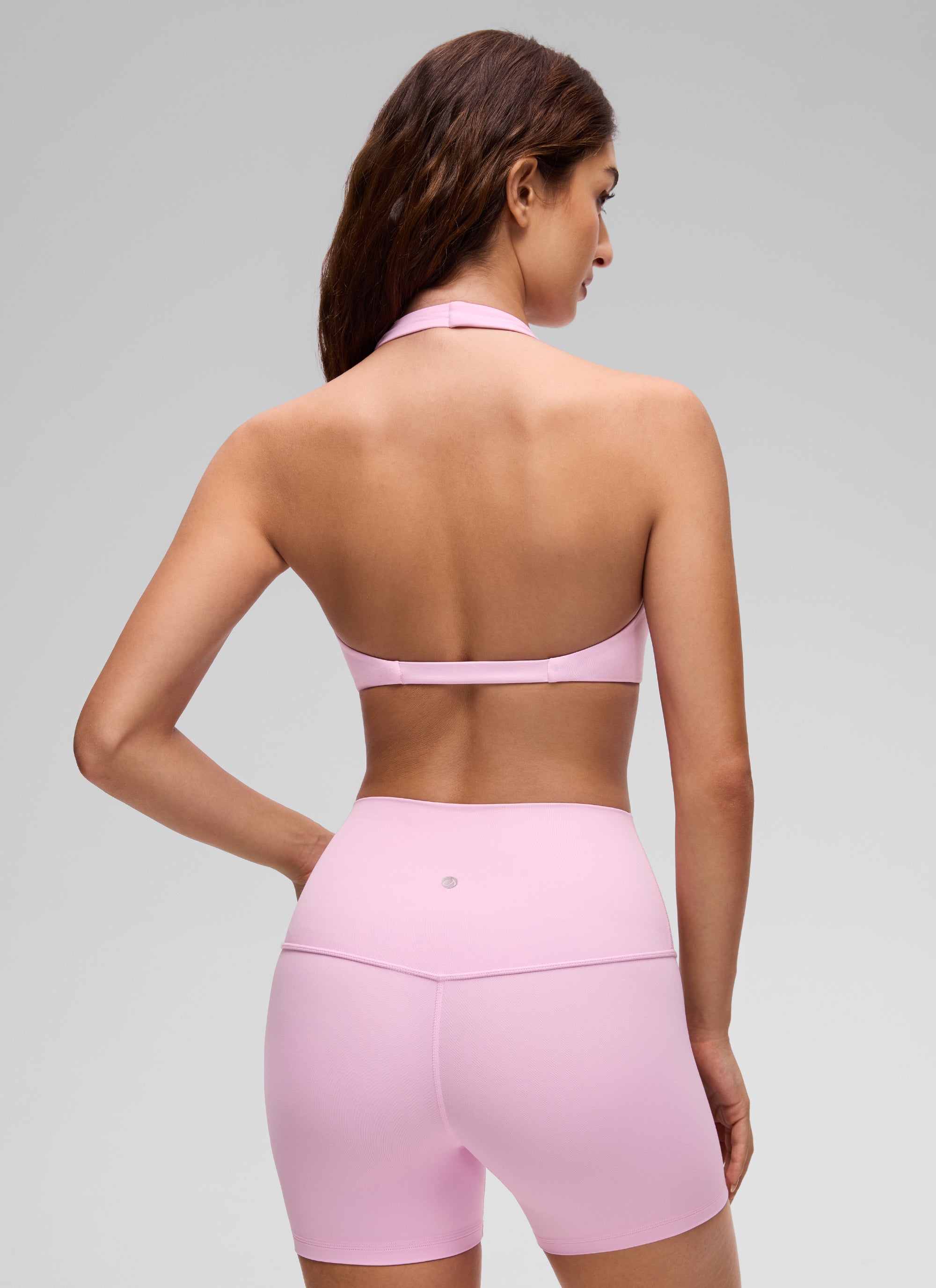 CRZ YOGA Women's Butterluxe Yoga V Neck Crop Double Lined Sports Bra Vita Pink