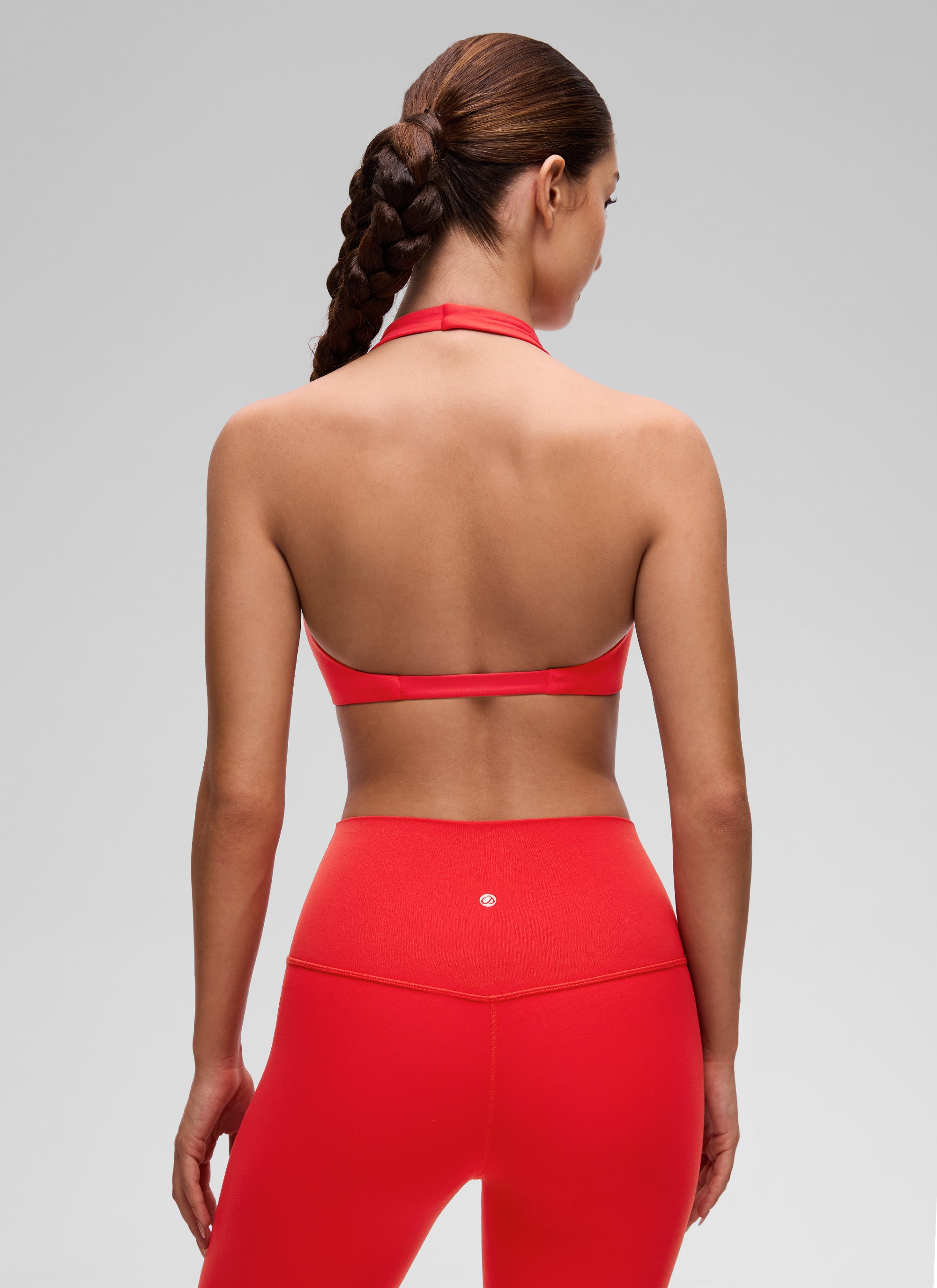 CRZ YOGA Women's Butterluxe Yoga V Neck Crop Double Lined Sports Bra Deep Red