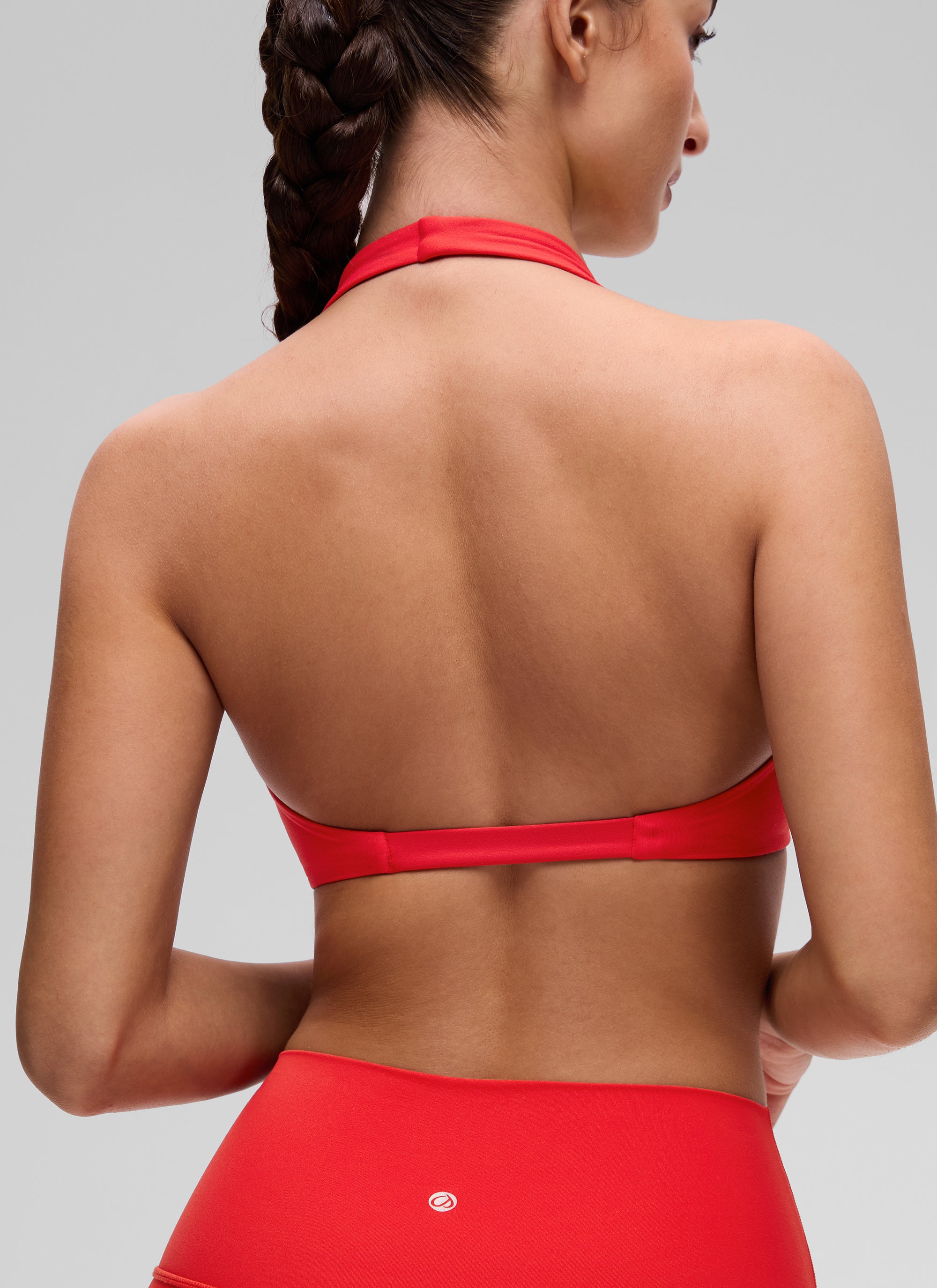 CRZ YOGA Women's Butterluxe Yoga V Neck Crop Double Lined Sports Bra Deep Red