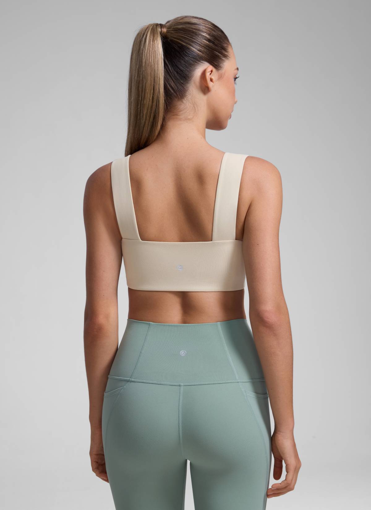 CRZ YOGA Butterluxe Womens Square Neck Open Back Wide straps Sports Bras Mojave Tan