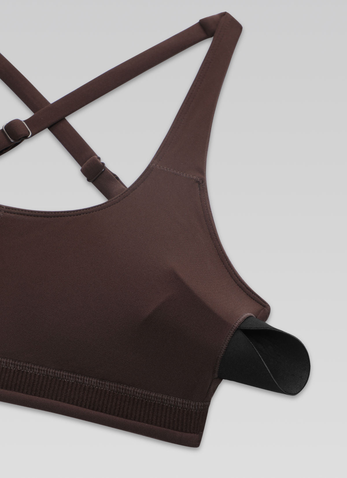 CRZ YOGA Women's Butterlift Workout Cross Back Built in Bra Sports Bra Hot Fudge Brown