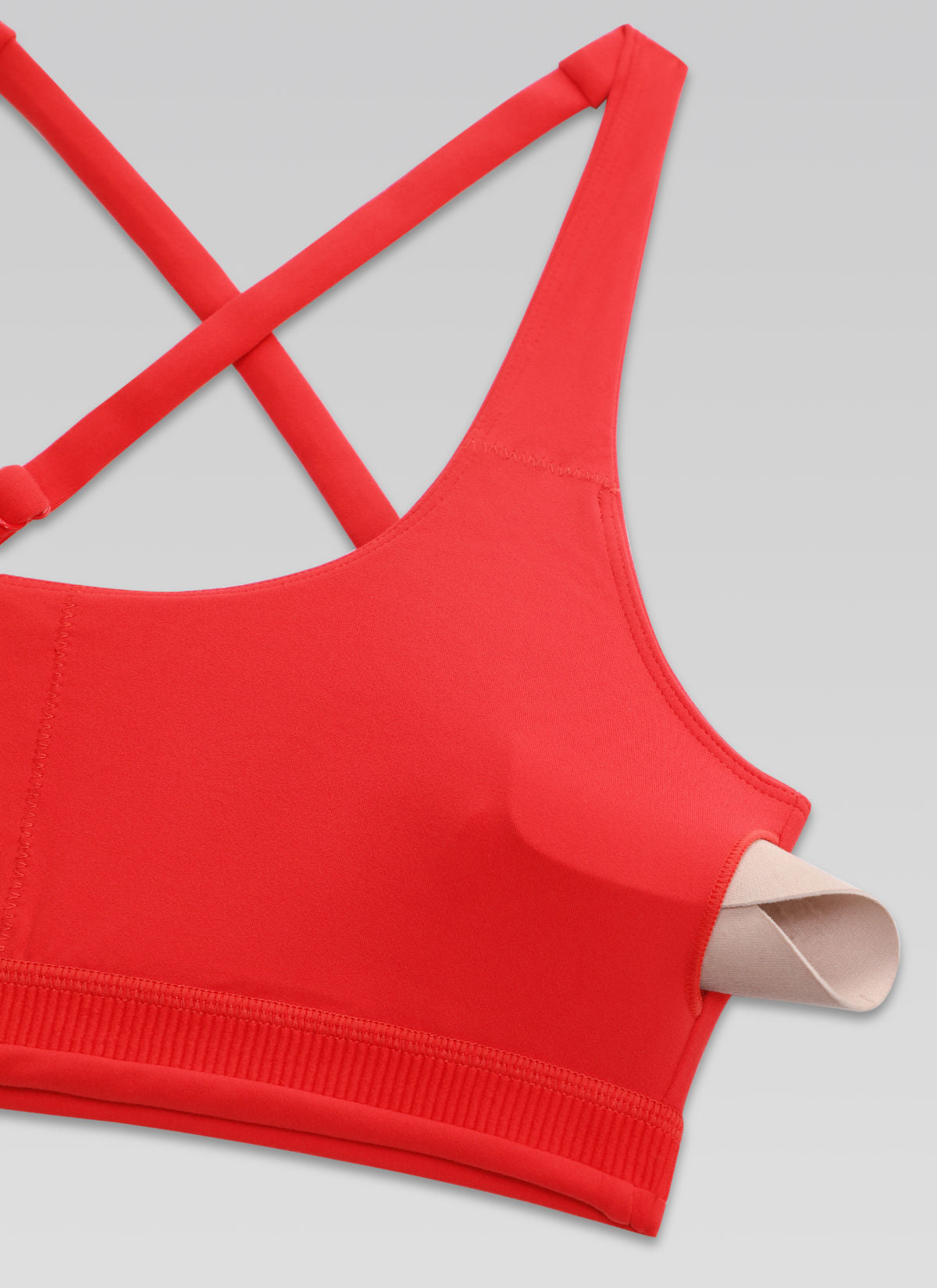 CRZ YOGA Women's Butterlift Workout Cross Back Built in Bra Sports Bra Deep Red