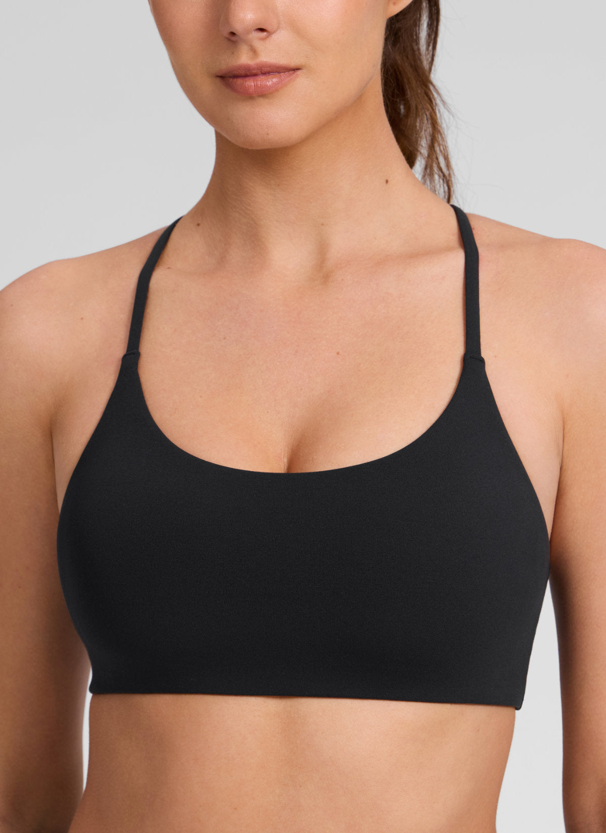 CRZ YOGA Women's Butterlift® Yoga V Back Double Lined Sports Bra Black