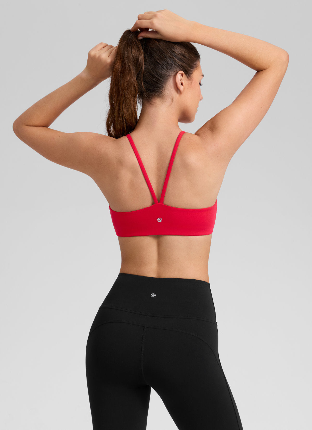 CRZ YOGA Women's Butterlift® Yoga V Back Double Lined Sports Bra Aurora Red