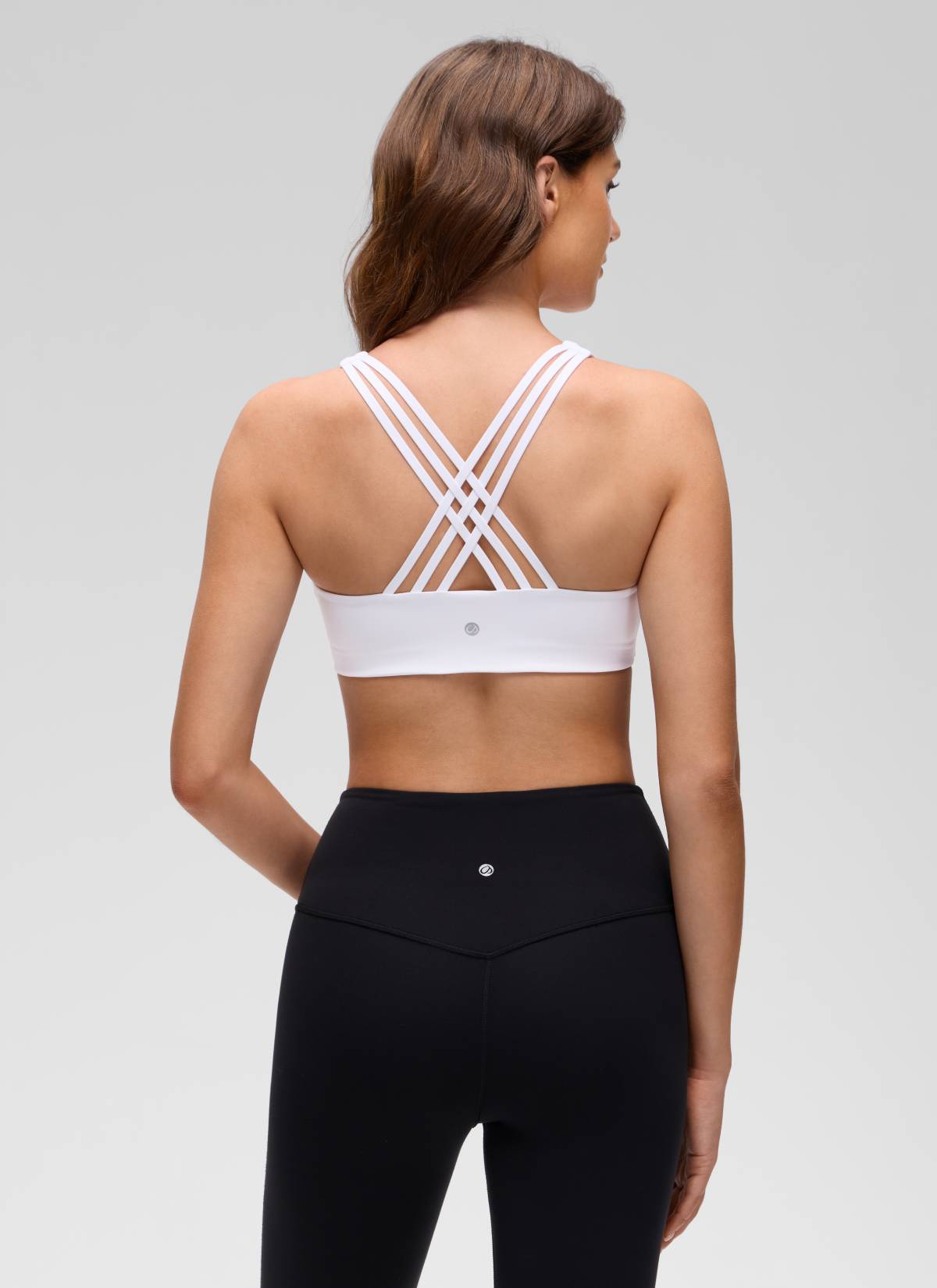 CRZ YOGA Women's Butterluxe Yoga V Neck Strappy Back Sports Bra White