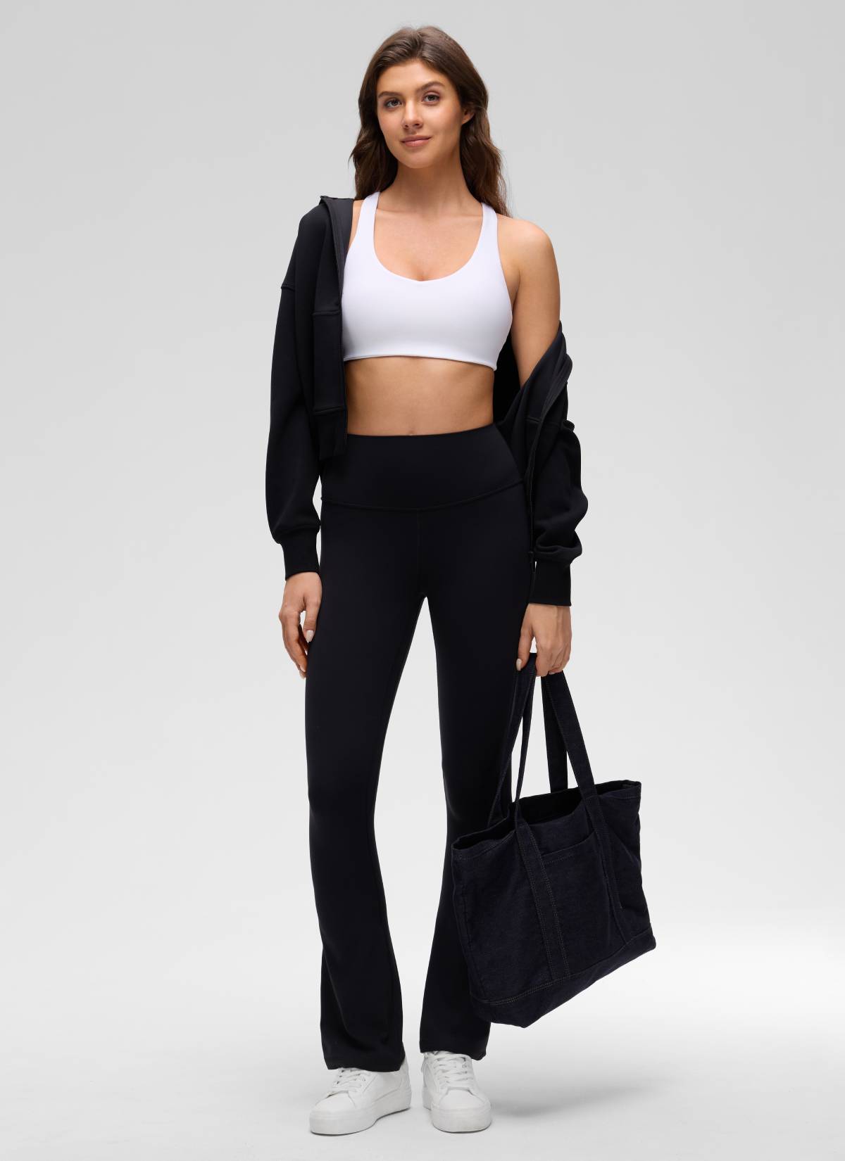 CRZ YOGA Women's Butterluxe Yoga V Neck Strappy Back Sports Bra White