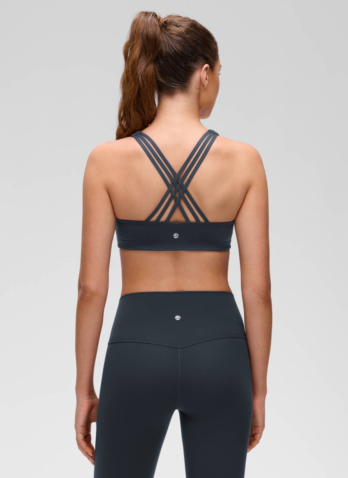 CRZ YOGA Women's Butterluxe Yoga V Neck Strappy Back Sports Bra True Navy