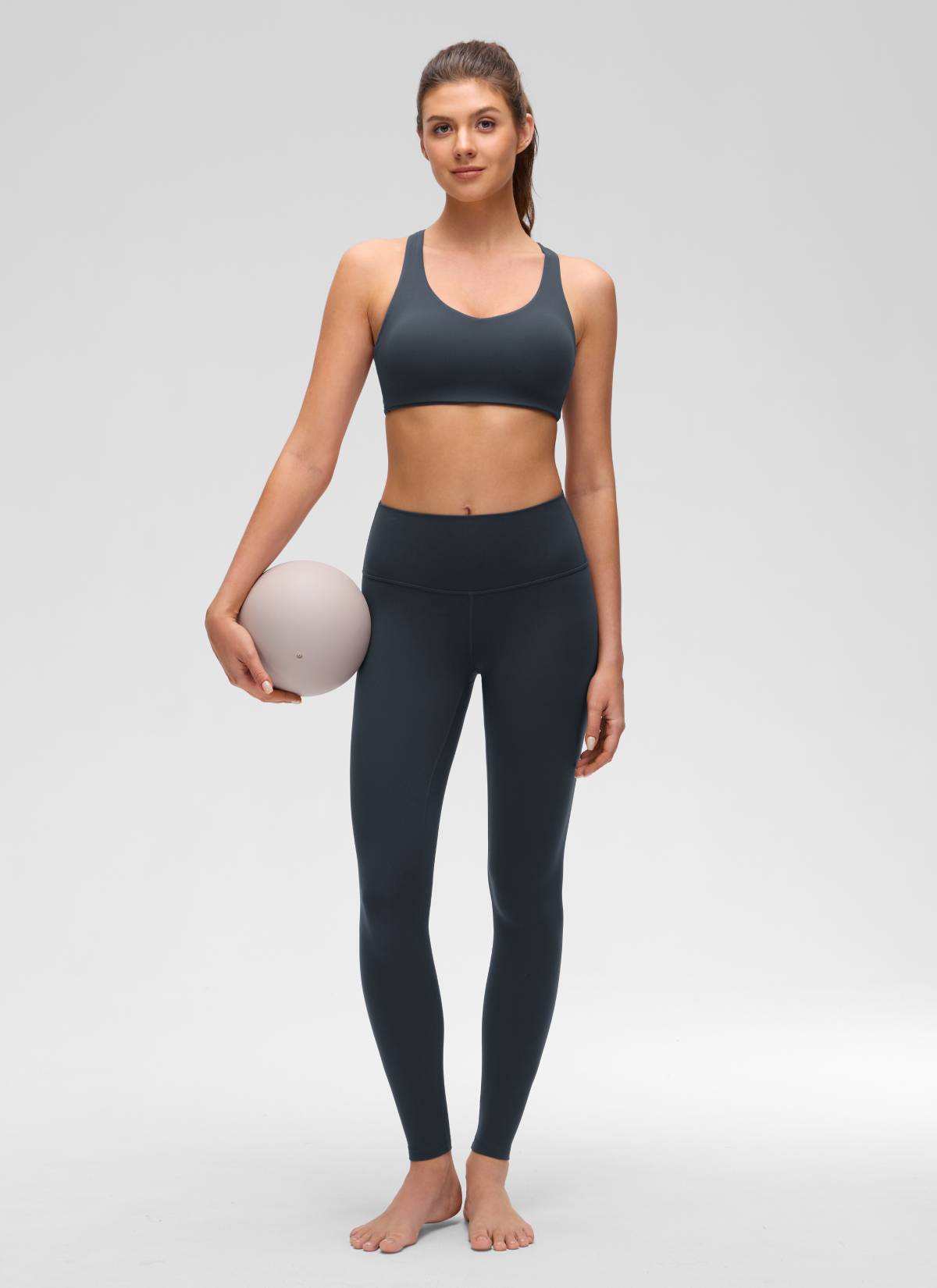 CRZ YOGA Women's Butterluxe Yoga V Neck Strappy Back Sports Bra True Navy