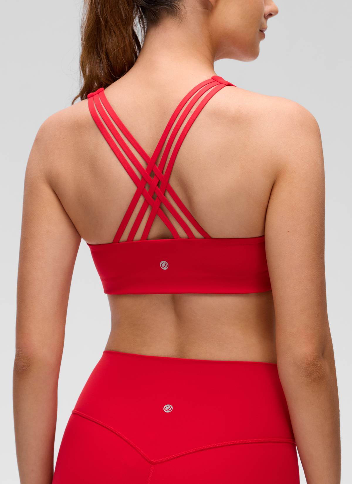 CRZ YOGA Women's Butterluxe Yoga V Neck Strappy Back Sports Bra Aurora Red