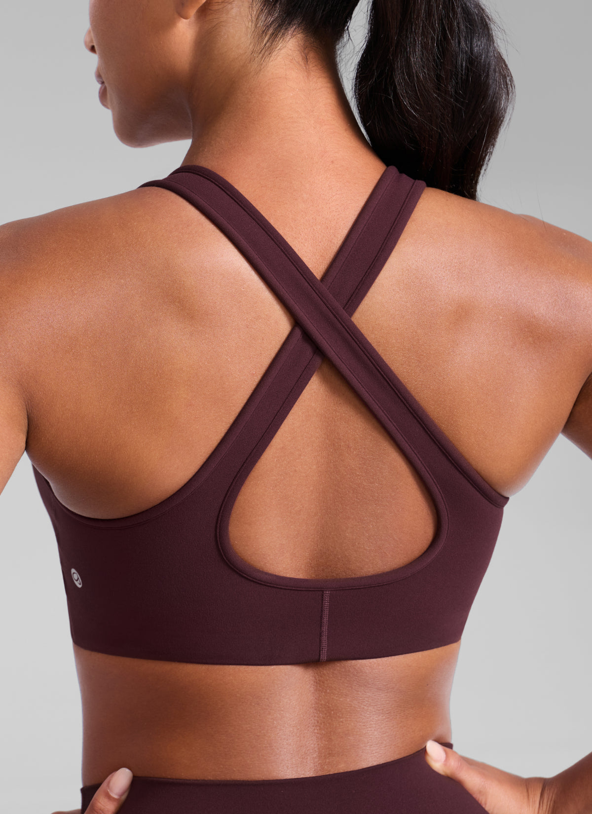 CRZ YOGA Women's Butterlift® Workout Deep V Neck Cross Back Sports Bra Ripe Plum