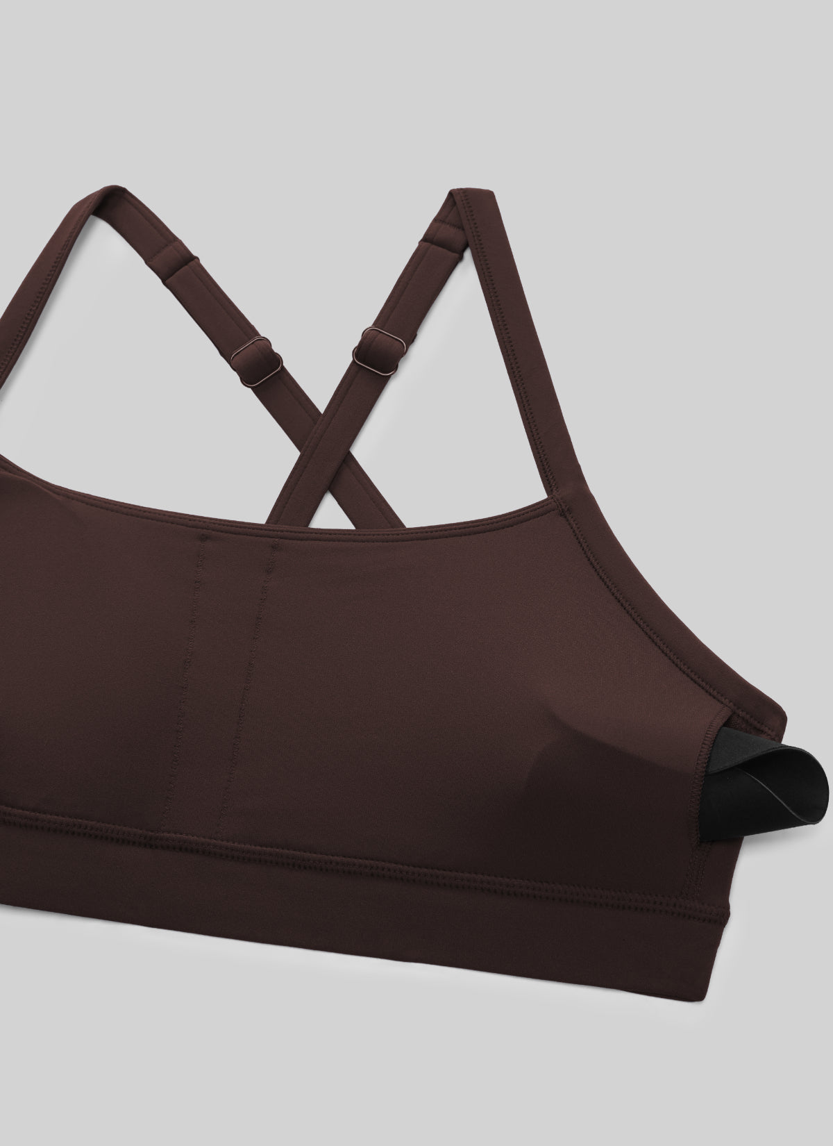 CRZ YOGA – Butterlift ספורט לנשים Butterlift עם צווארון U, גב מצטלבים ופתח בצורת מפתח, בצבע חום שוקולד חם