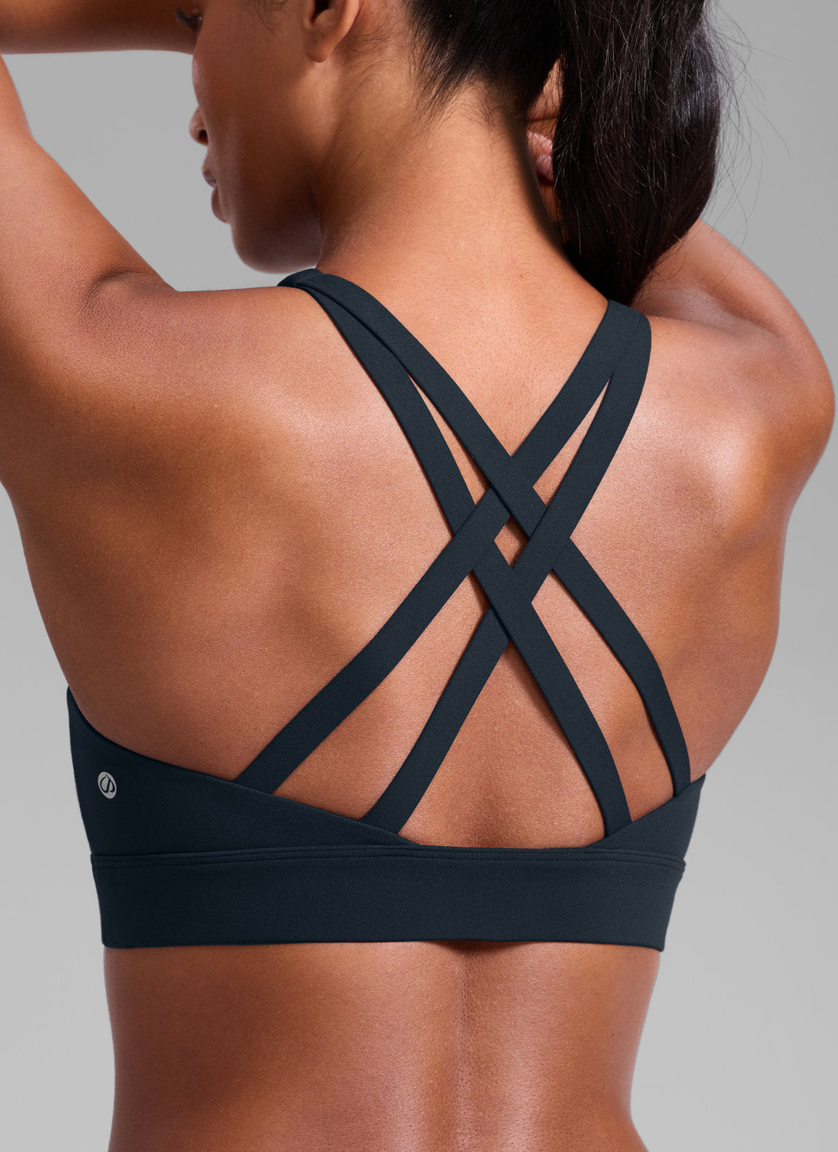 CRZ YOGA Women's Butterlift® Workout Crewneck Cross Back Sports Bra True Navy