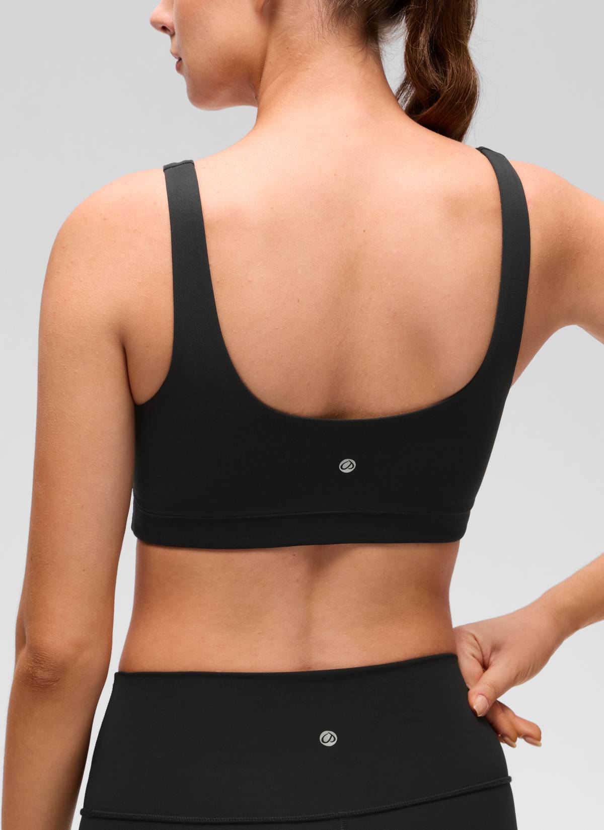 CRZ YOGA Women's Butterluxe Yoga U Back Sports Bra Light Support Black