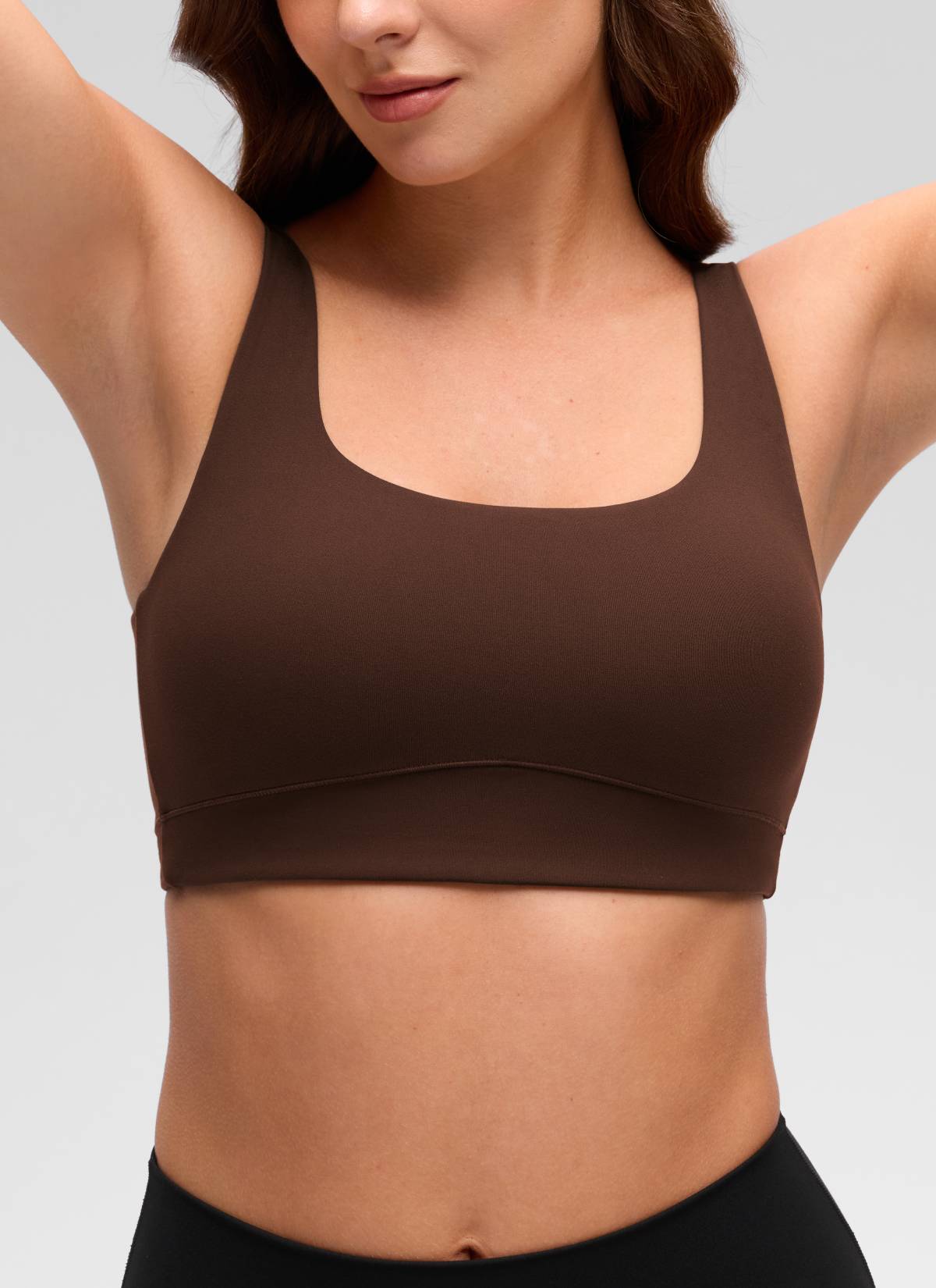 CRZ YOGA Women's Butterluxe Yoga U Back Sports Bra Light Support Lava Brown