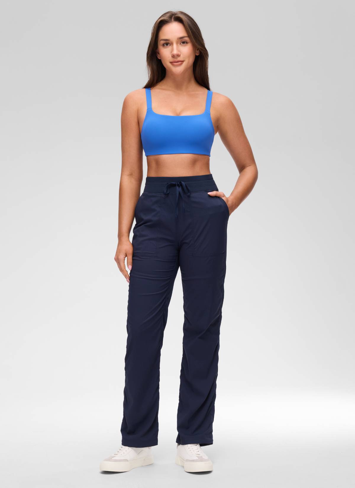 CRZ YOGA Women's Butterluxe Yoga U Neck Square Back Sports Bra Sparkle Blue