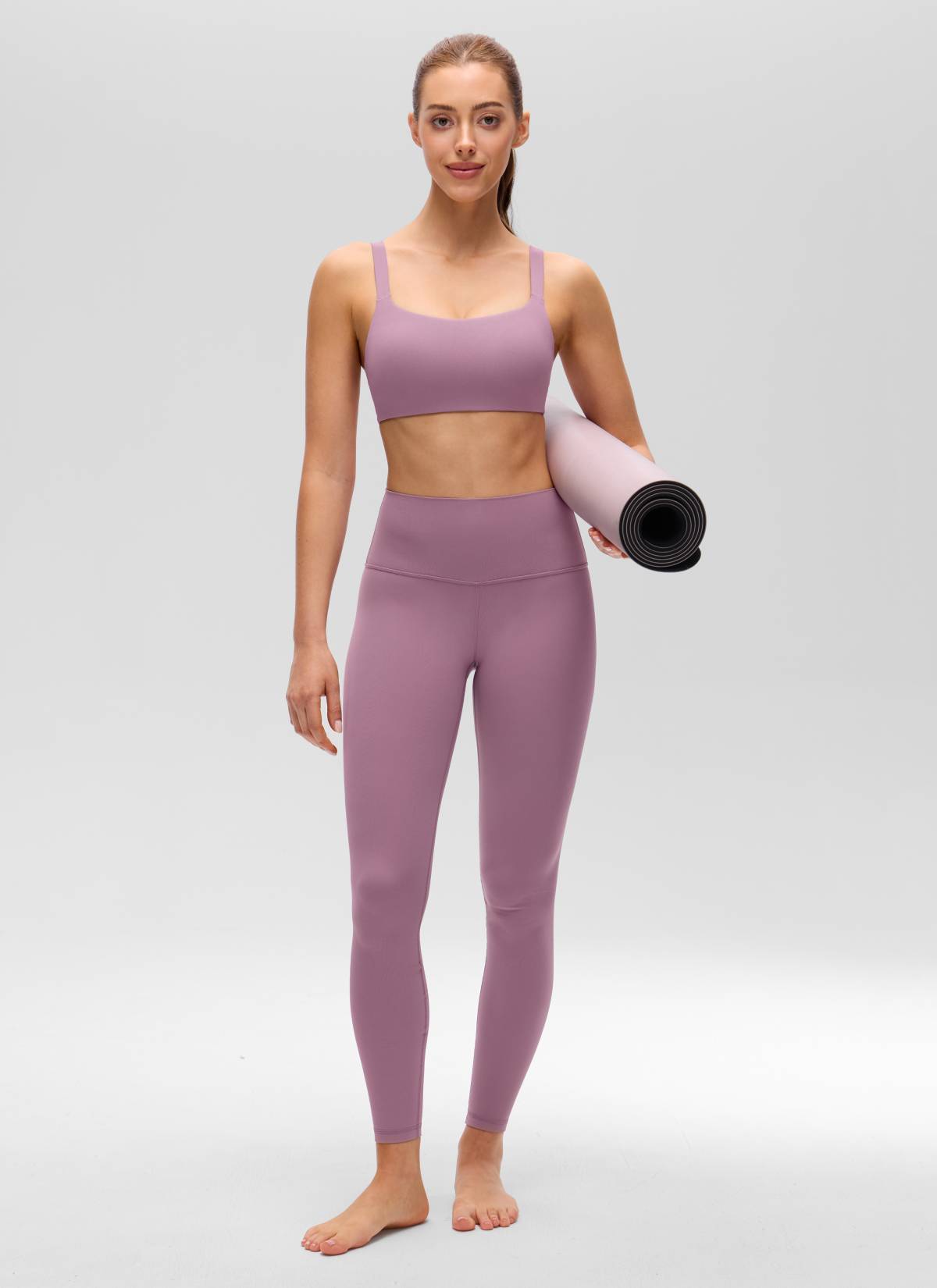 CRZ YOGA Women's Butterluxe Yoga U Neck Square Back Sports Bra Light Lavender