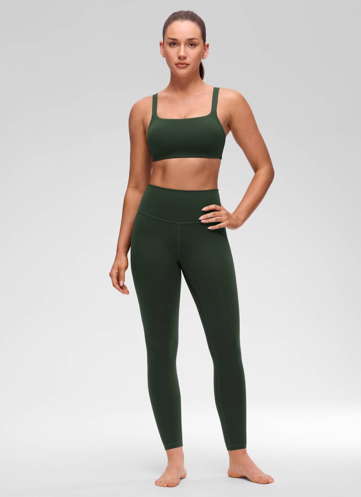 CRZ YOGA Women's Butterluxe Yoga U Neck Square Back Sports Bra Legend Green