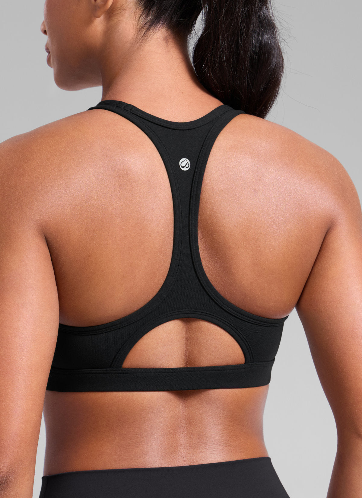 CRZ YOGA Women's Butterlift Yoga U Neck Racerback Keyhole Sports Bra Black