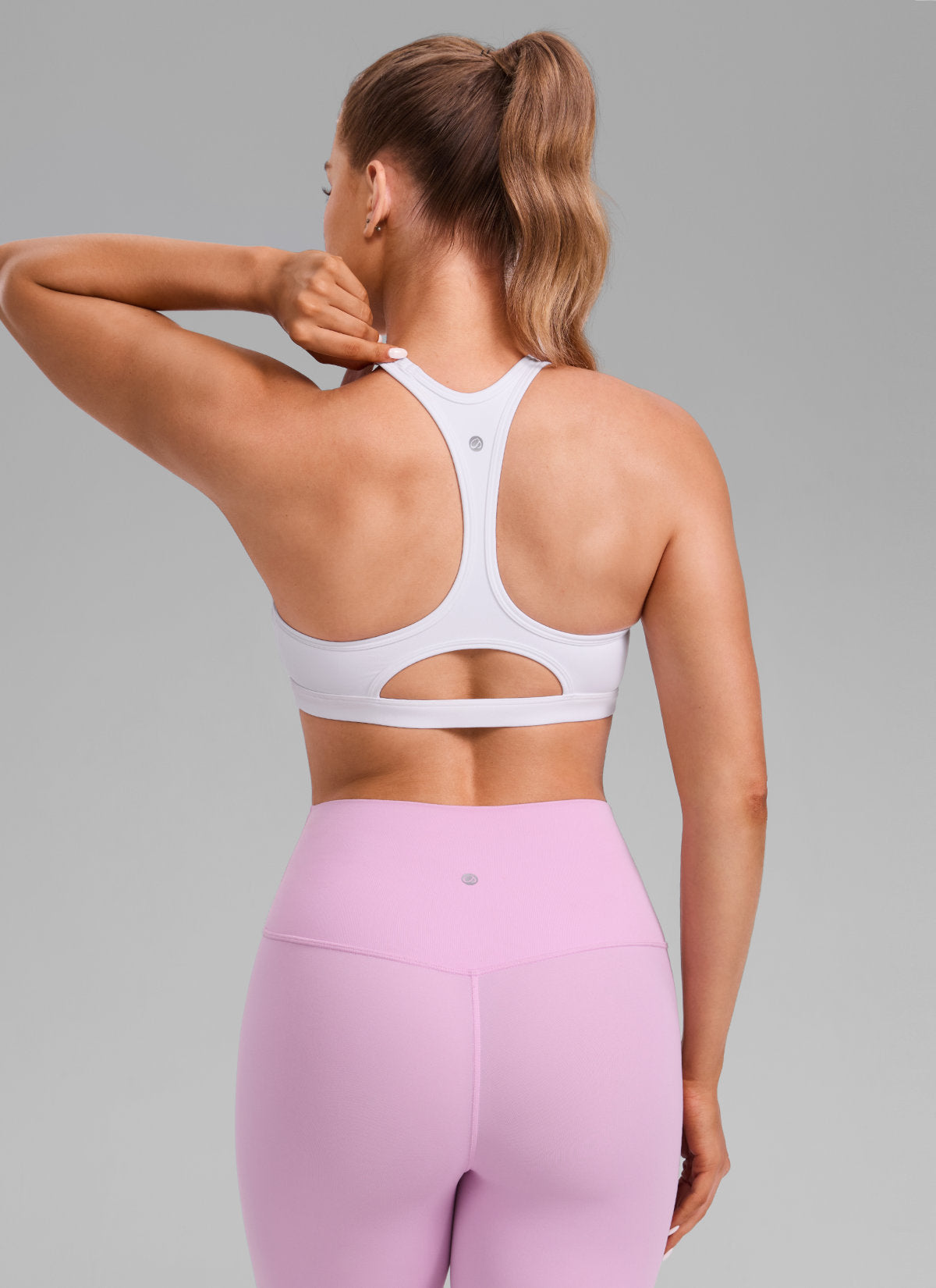 CRZ YOGA – Butterlift לנשים Butterlift , עם צווארון U, גב שחיין ופתח בצורת מפתח, בצבע לבן