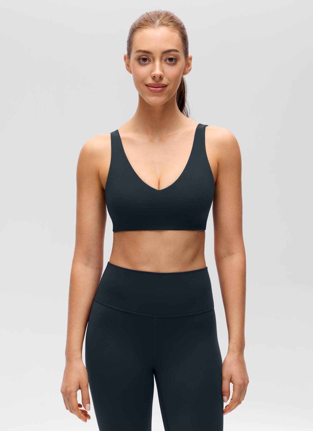 CRZ YOGA Women's Butterluxe Yoga U Back Sports Bra Light Support True Navy
