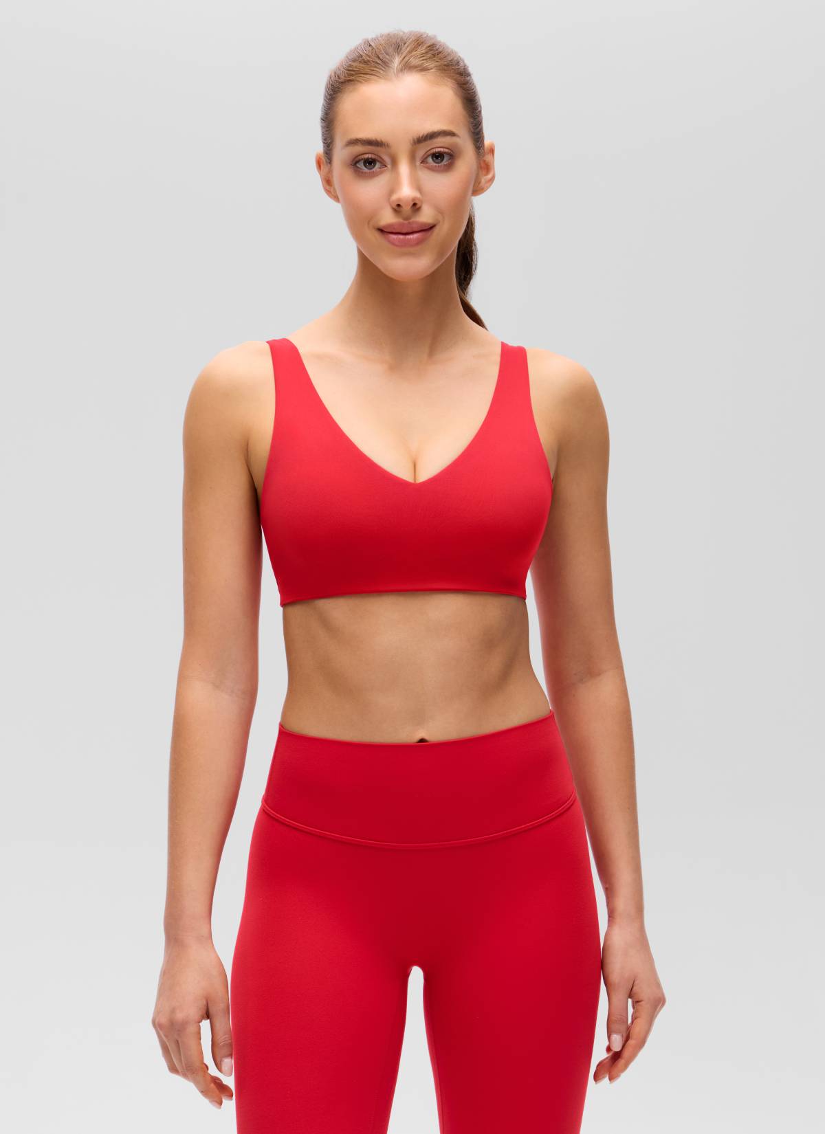 CRZ YOGA Women's Butterluxe Yoga U Back Sports Bra Light Support Aurora Red