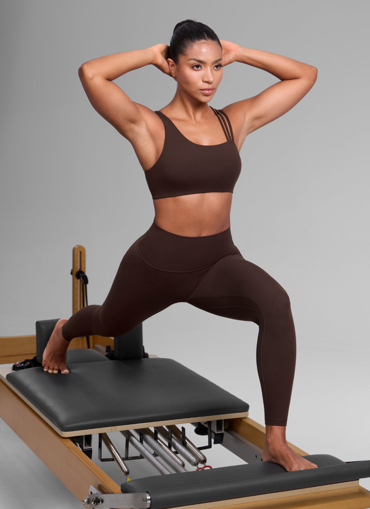 Women's Butterlift® Yoga Asymmetric Straps Sports Bra Medium Support Hot Fudge Brown