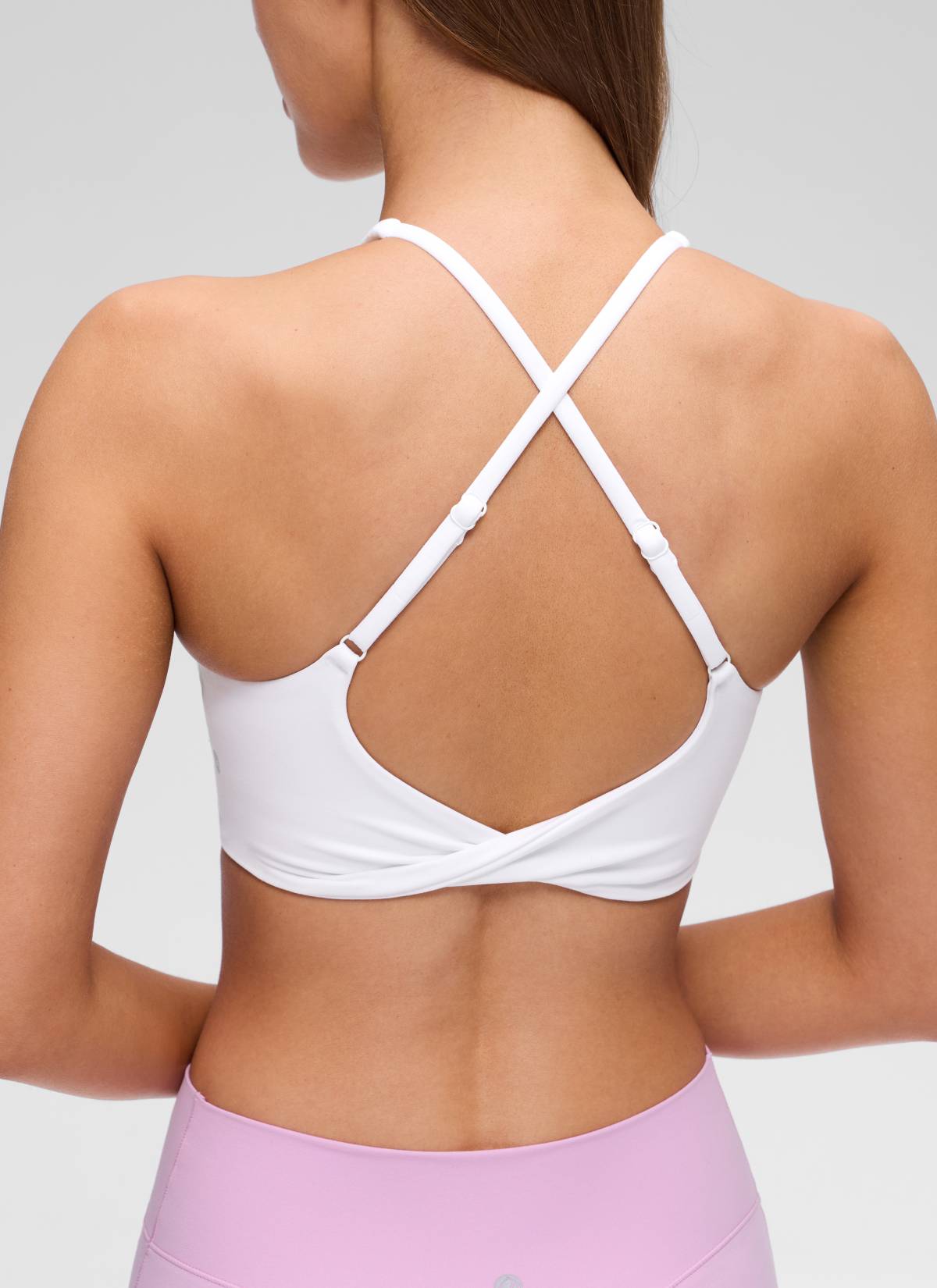 CRZ YOGA Women's Butterluxe Yoga V Neck Twist Cross Back Sports Bra White